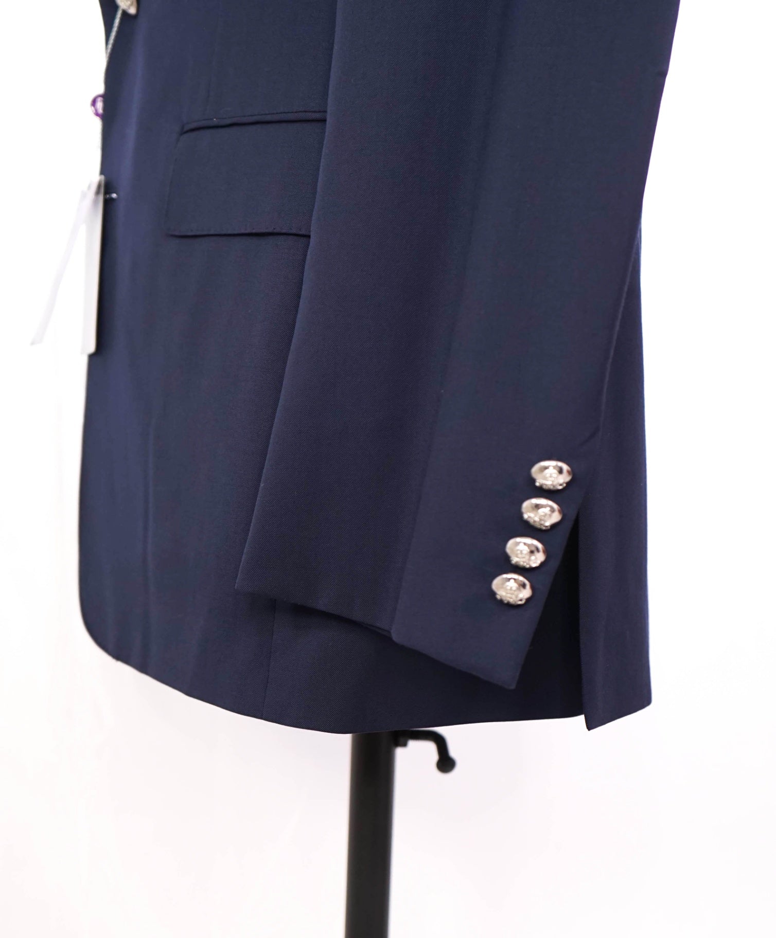 $2,395 Ralph Lauren Purple Label - Solid Navy Blue Wool Blazer - 42L