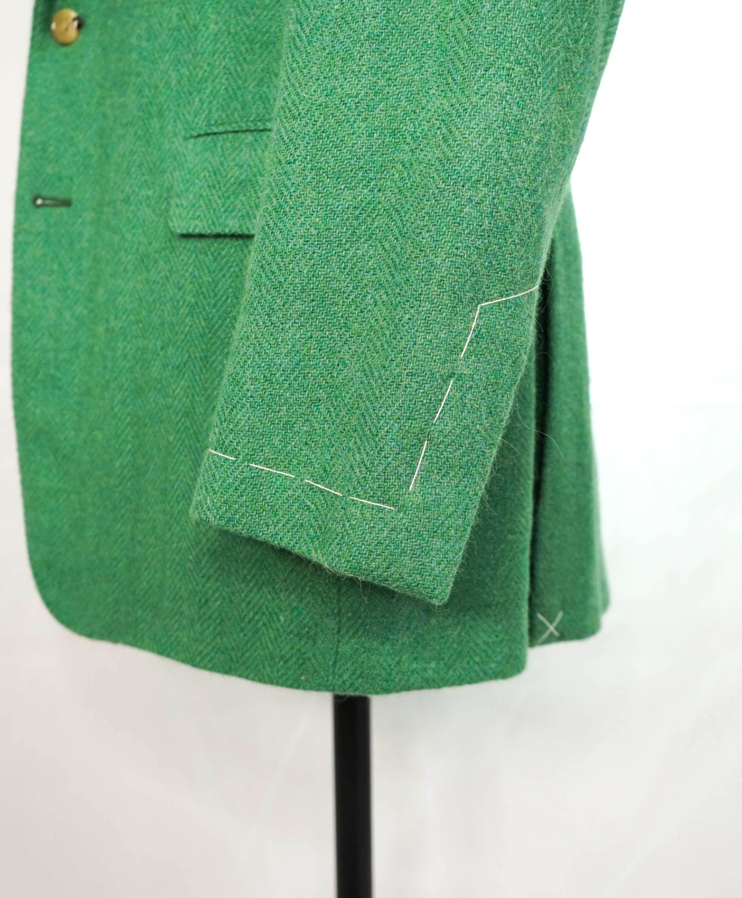 $2,895 Ralph Lauren Purple Label - Green Herringbone Wool/Alpaca Blazer- 42R