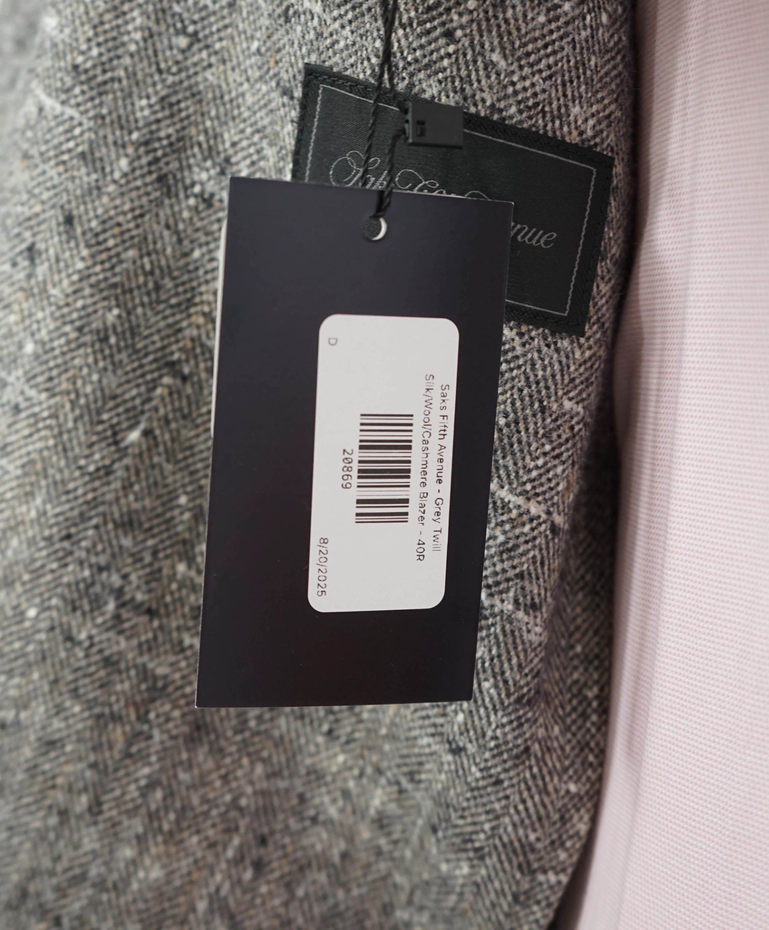 $995 Saks Fifth Avenue - Gray Twill Silk/Wool/Cashmere Blazer - 40R