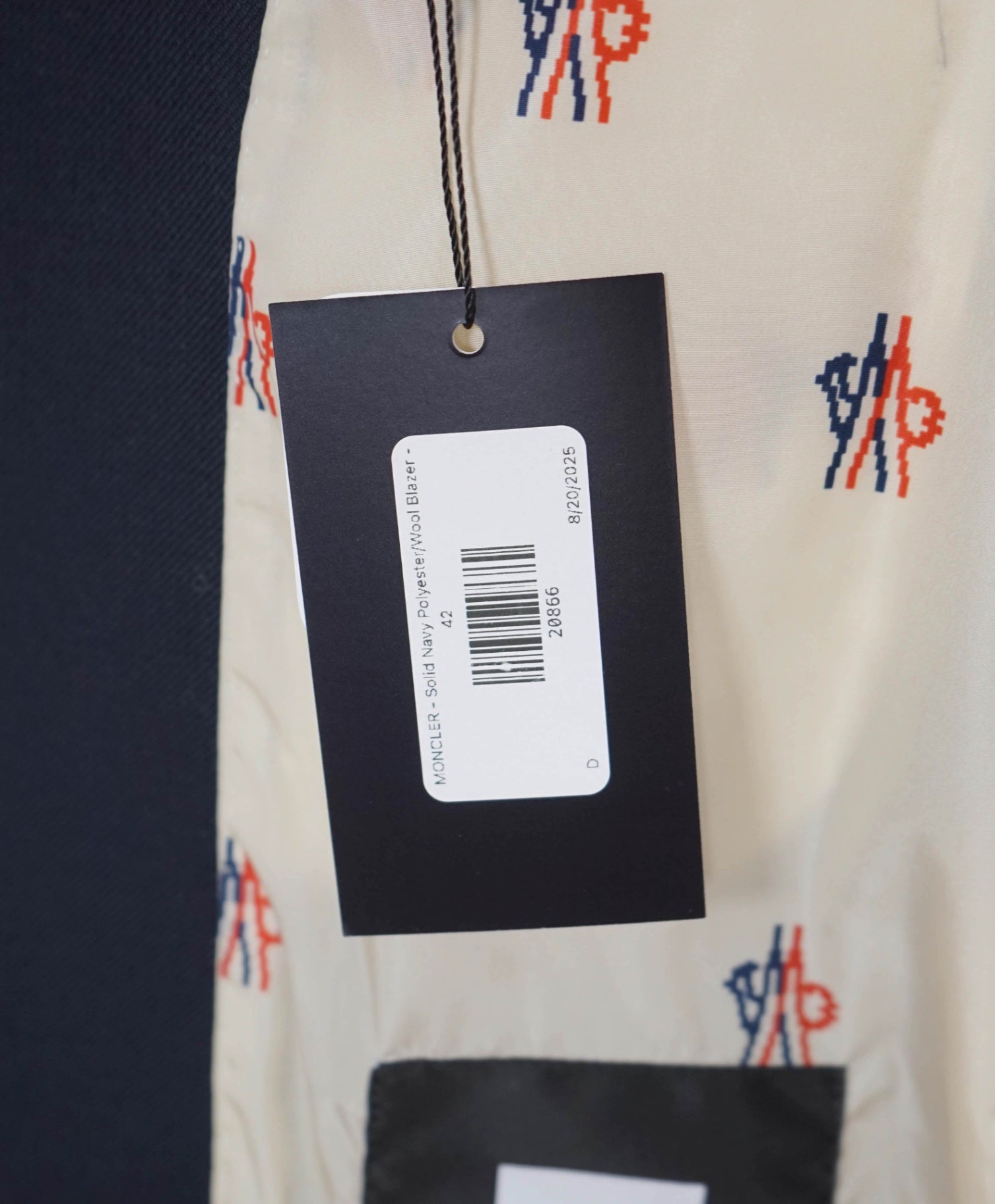 $2,895 MONCLER - Navy Wool Blend Padded Blazer Jacket - (Sz4) XL 42