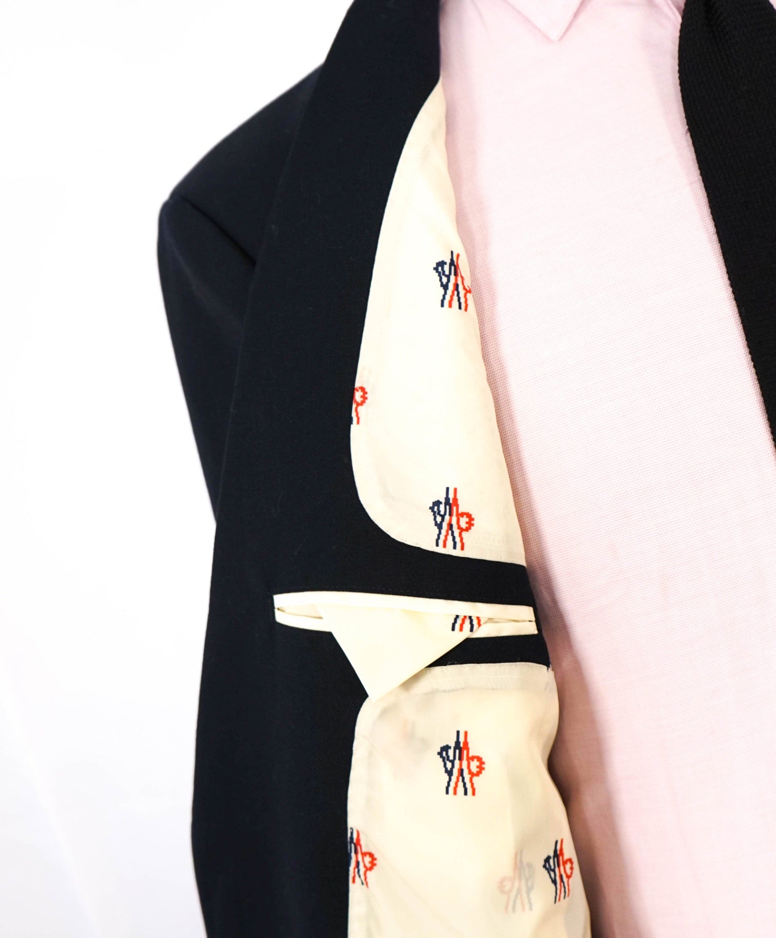 $2,895 MONCLER - Navy Wool Blend Padded Blazer Jacket - (Sz4) XL 42