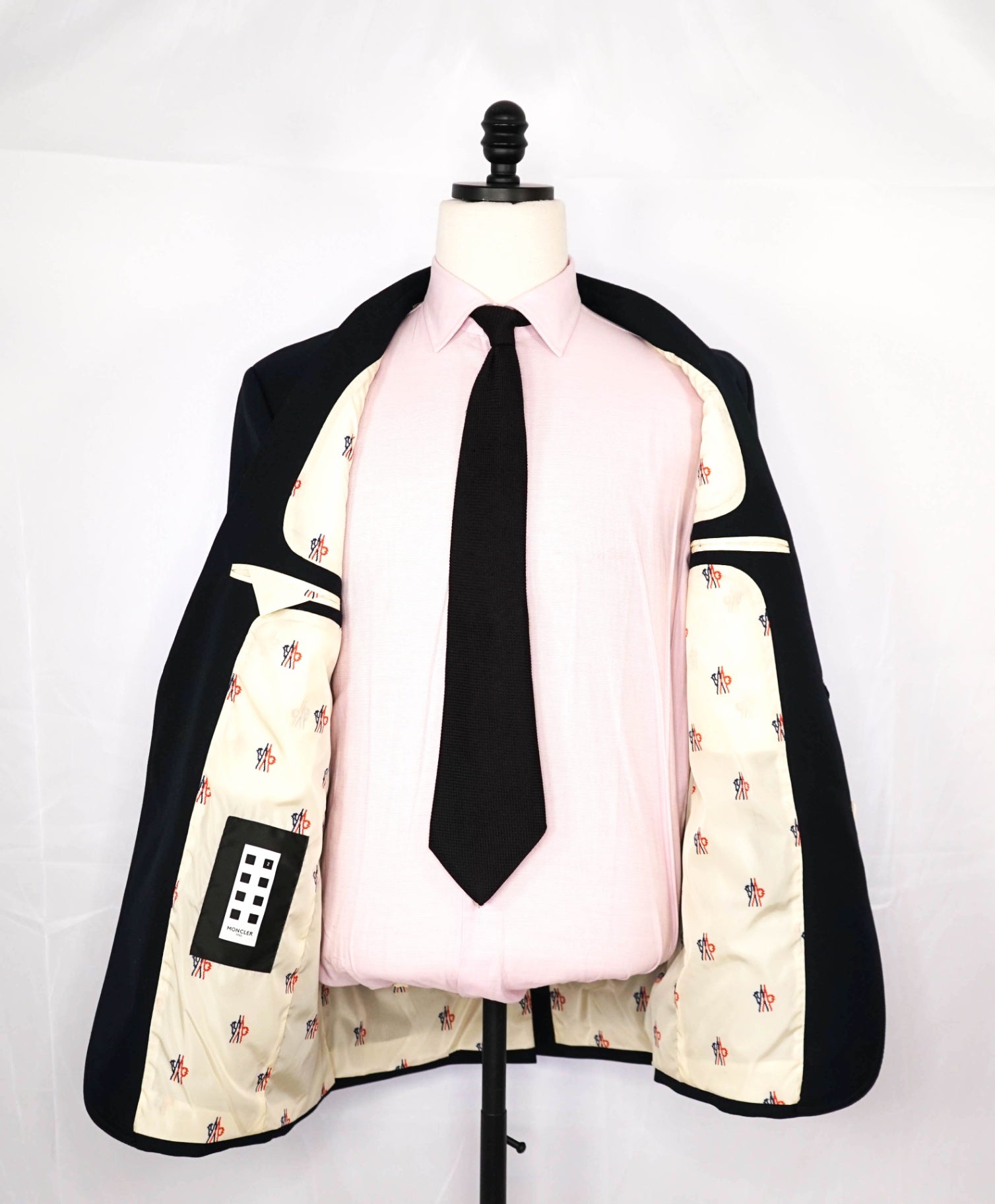 $2,895 MONCLER - Navy Wool Blend Padded Blazer Jacket - (Sz4) XL 42