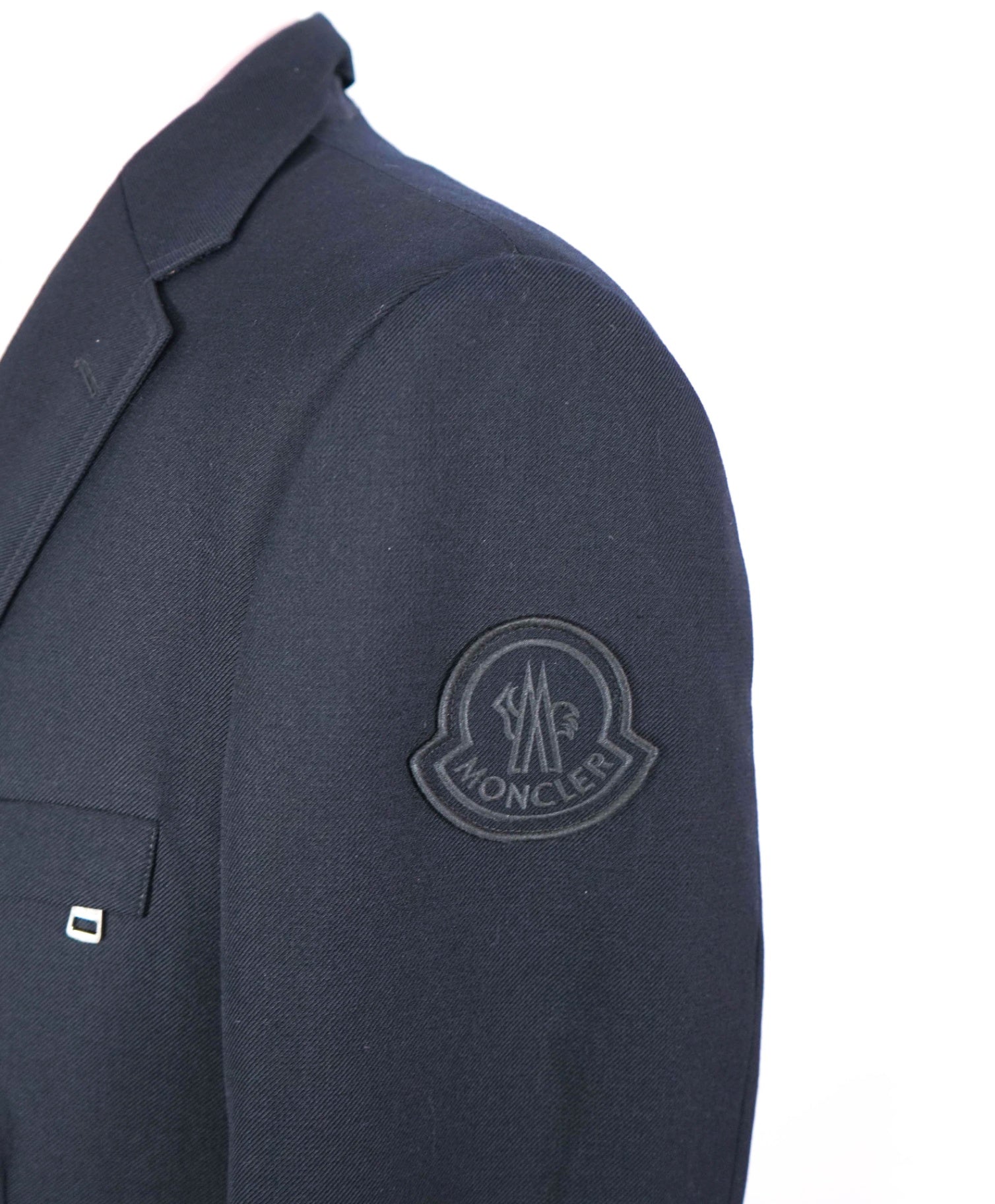 $2,895 MONCLER - Navy Wool Blend Padded Blazer Jacket - (Sz4) XL 42