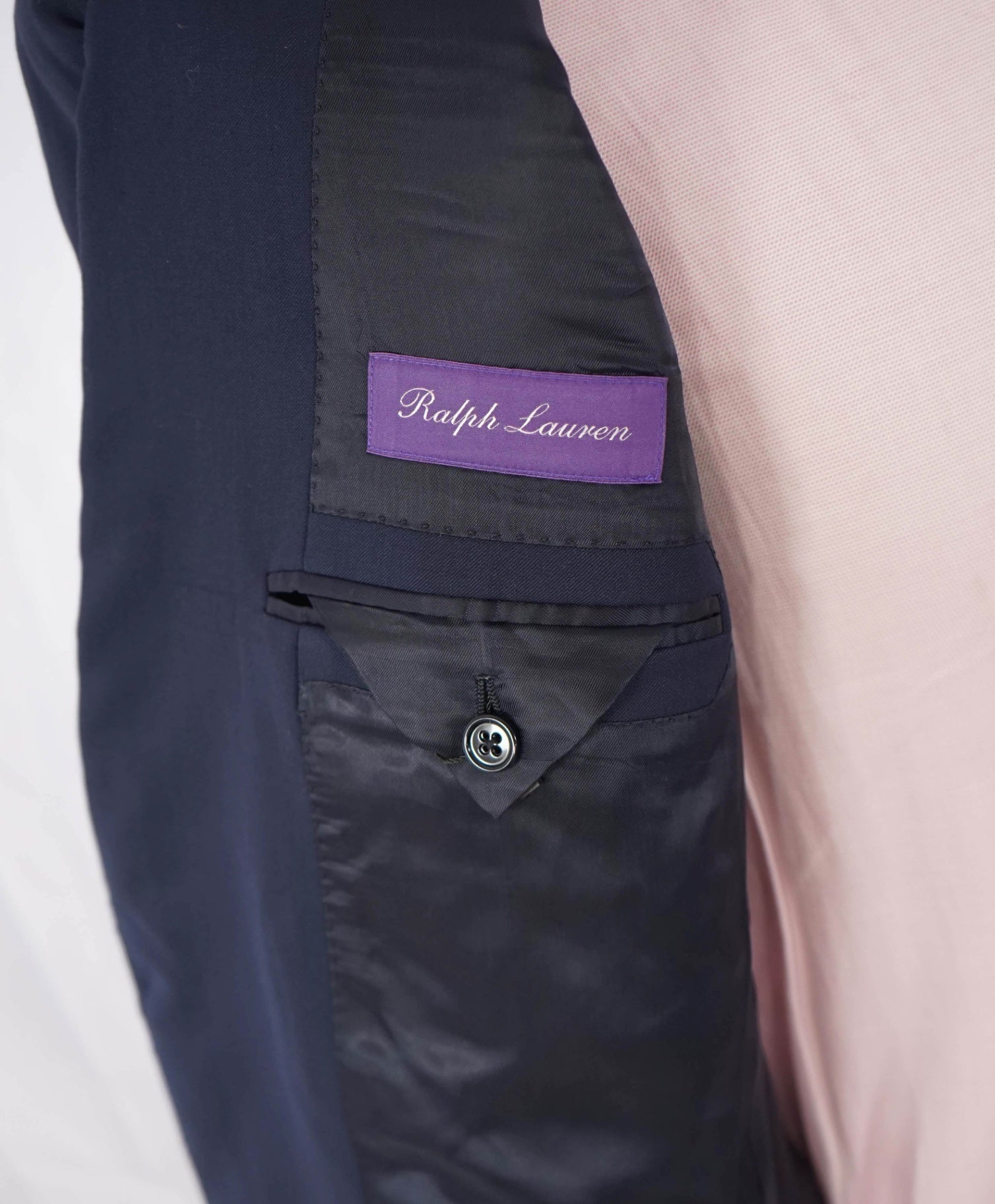 $2,395 Ralph Lauren Purple Label - Solid Navy Blue Wool Blazer - 42L