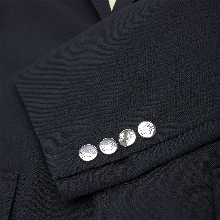 $2,895 MONCLER - Navy Wool Blend Padded Blazer Jacket - (Sz4) XL 42