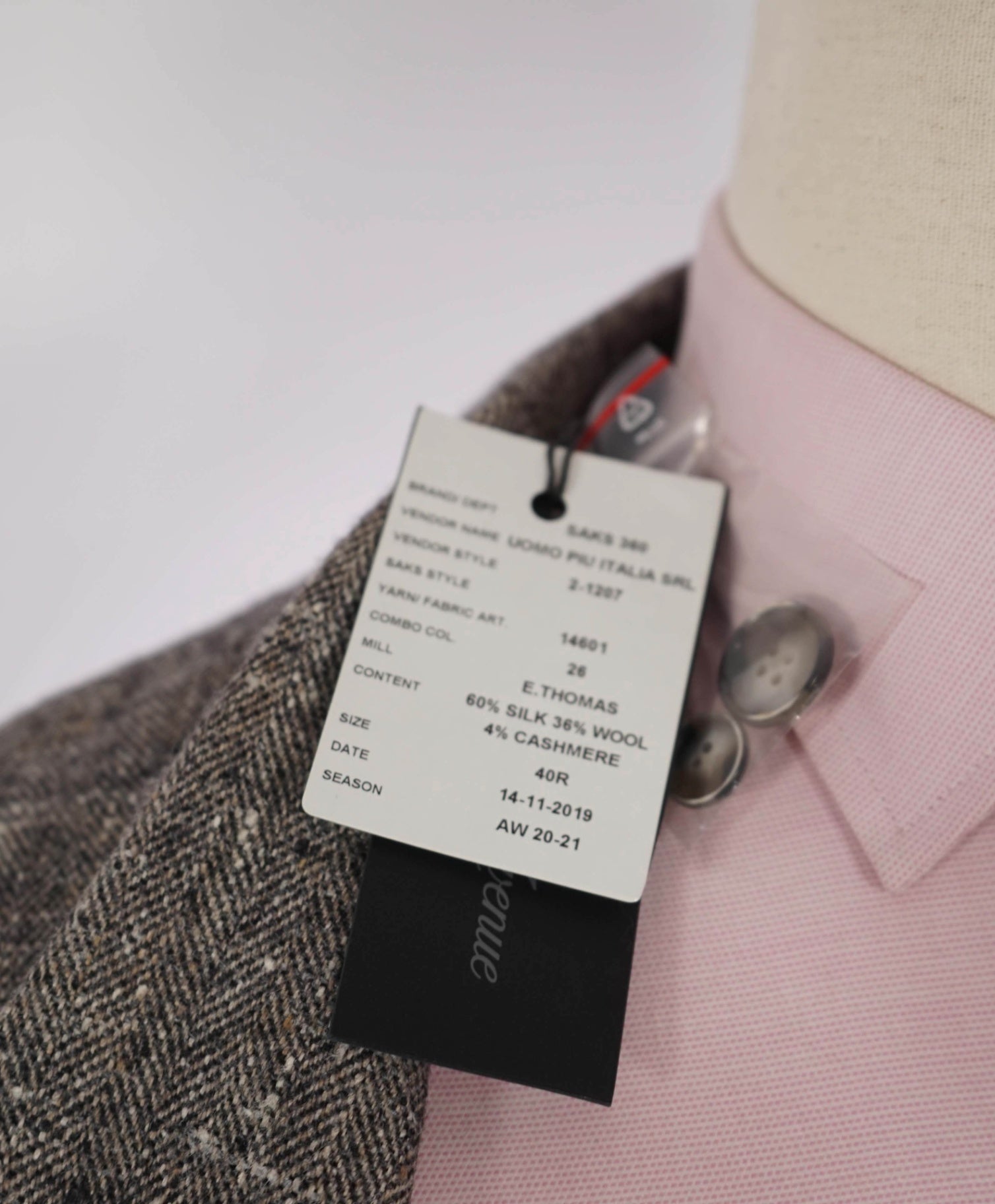 $995 Saks Fifth Avenue - Gray Twill Silk/Wool/Cashmere Blazer - 40R