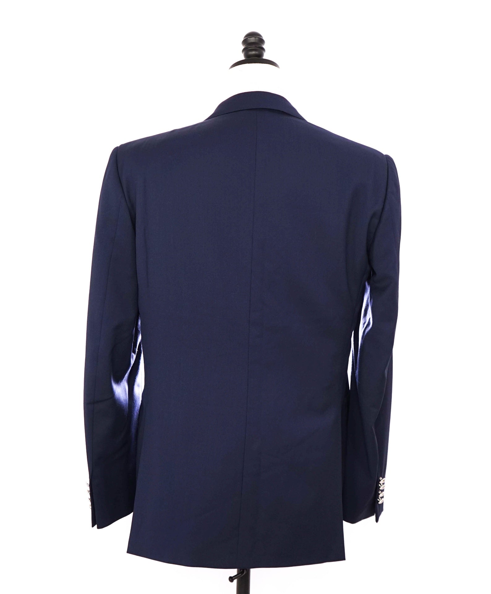 $2,395 Ralph Lauren Purple Label - Solid Navy Blue Wool Blazer - 42L