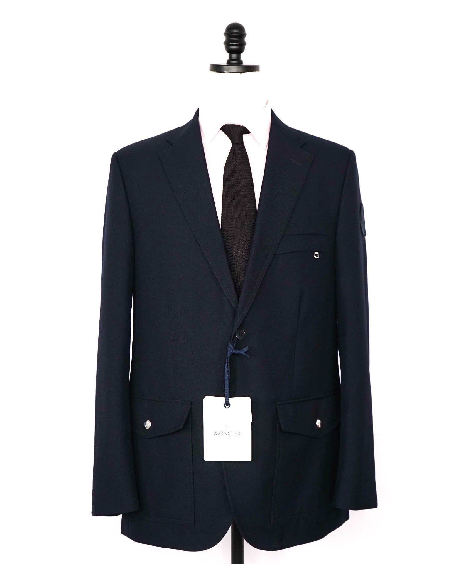$2,895 MONCLER - Navy Wool Blend Padded Blazer Jacket - (Sz4) XL 42