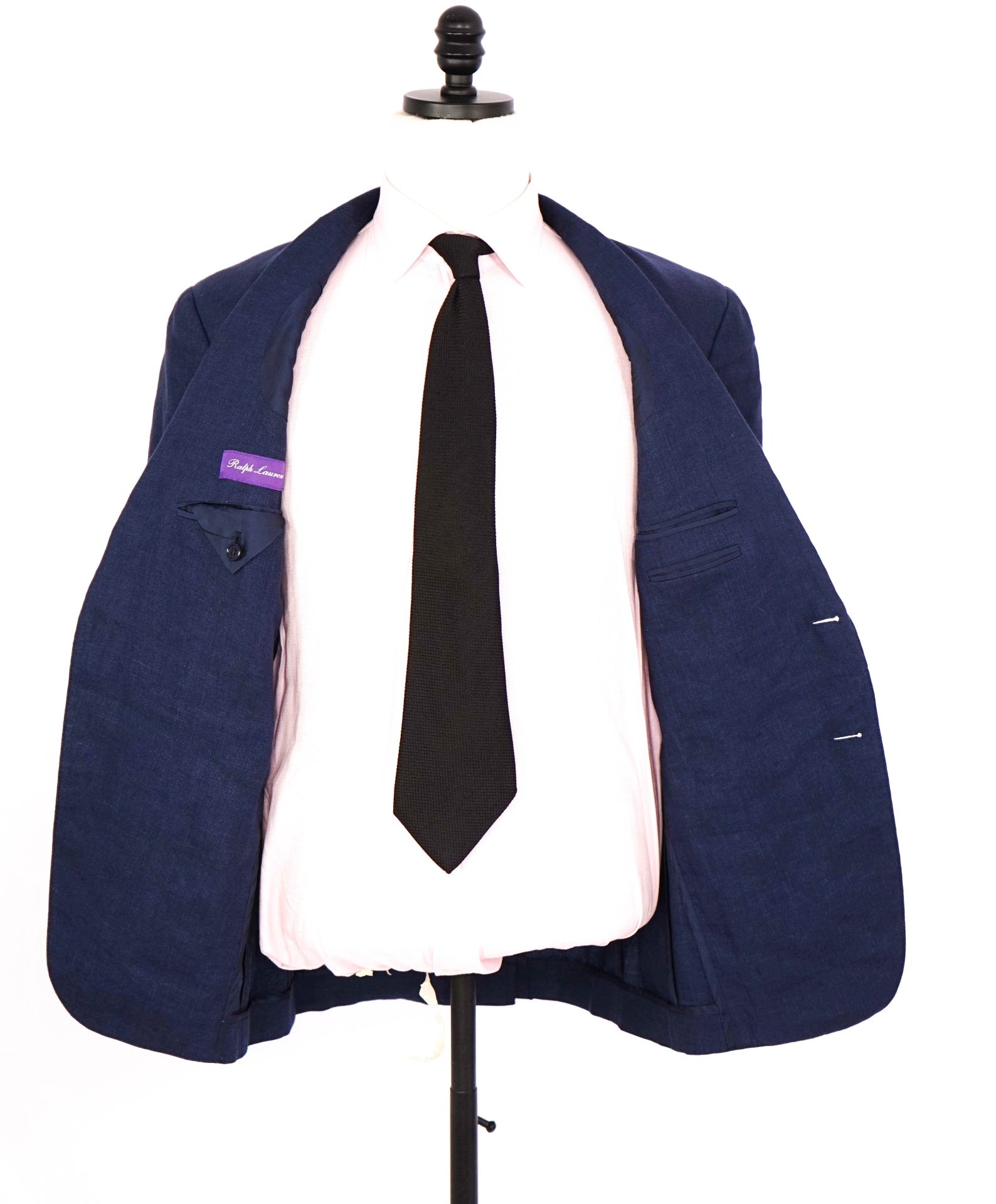 $2,295 Ralph Lauren Purple Label - Blue Linen/Silk Blazer - 40R