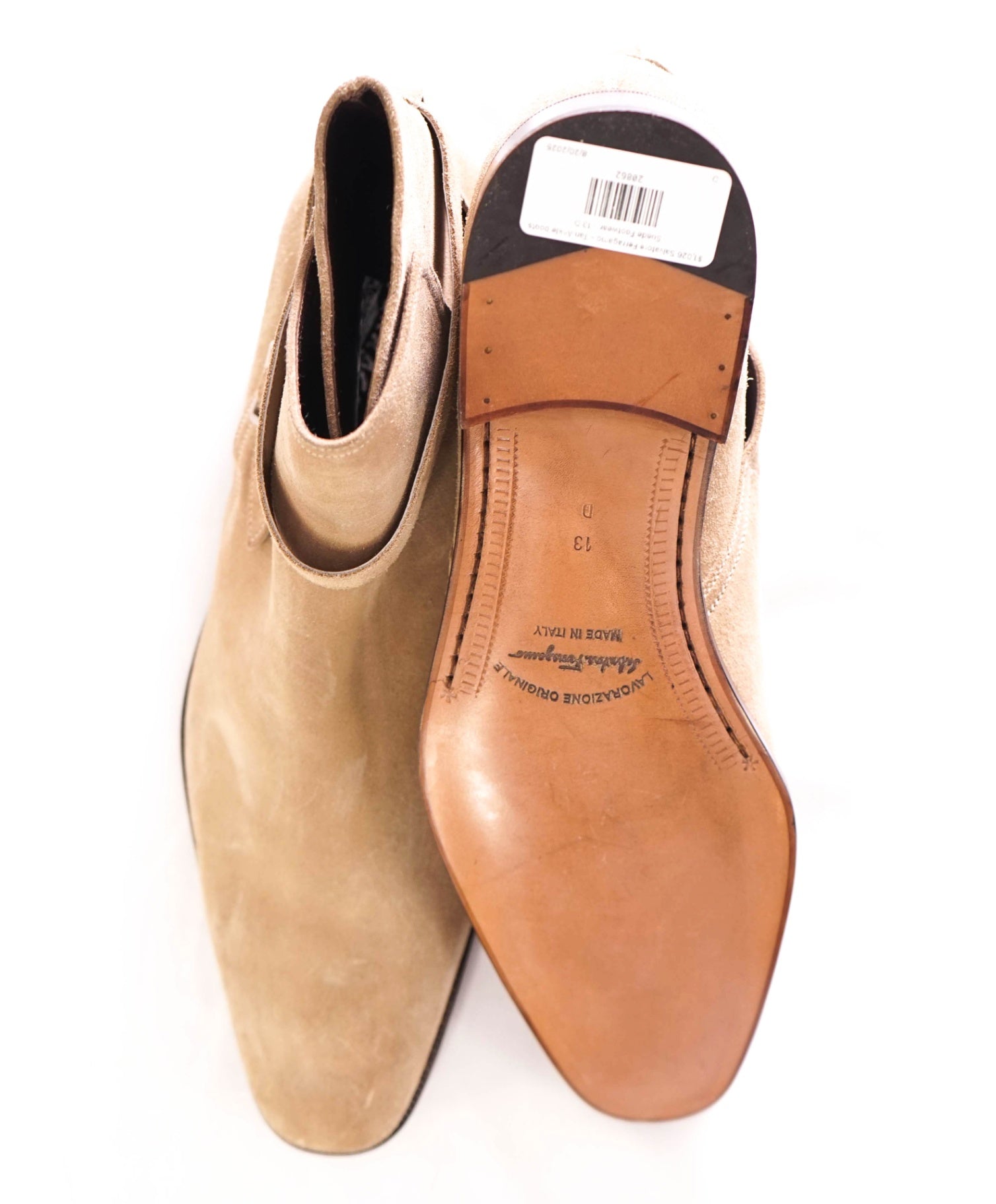 $1,050 Salvatore Ferragamo - Neutral Buckle Ankle Boots Suede - 13 D