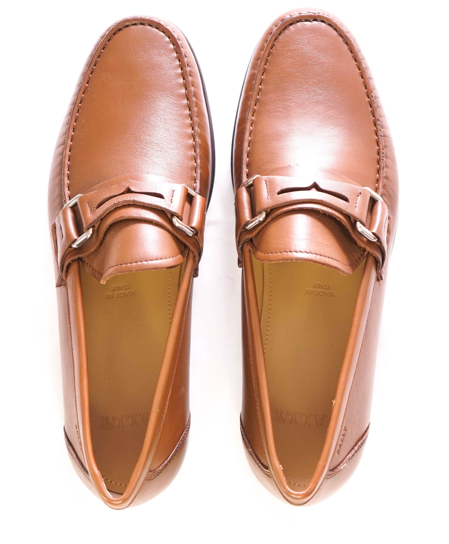 $650 BALLY - Tobacco Brown Loafers Leather - US 8 D