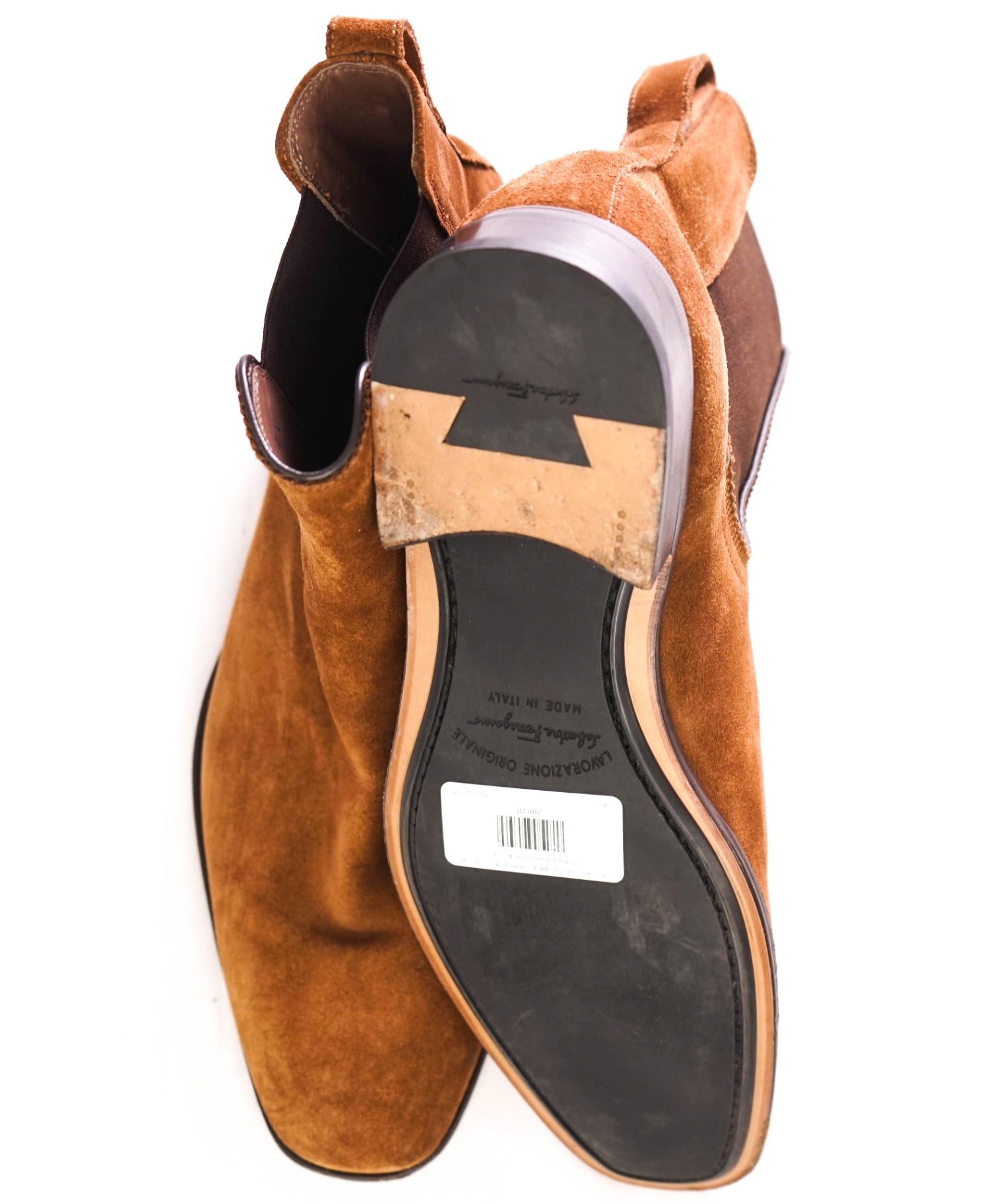 $1,190 SALVATORE FERRAGAMO - Brown Chelsea Boots Suede - 9 EE