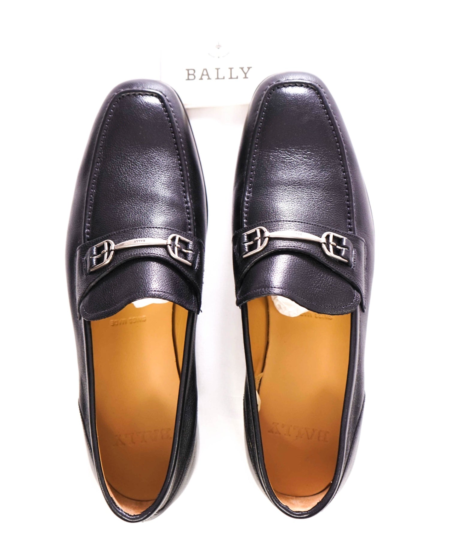 $615 BALLY - Black Pebbled Loafers "STYLEFLEX" Leather - US 8 (7UK)