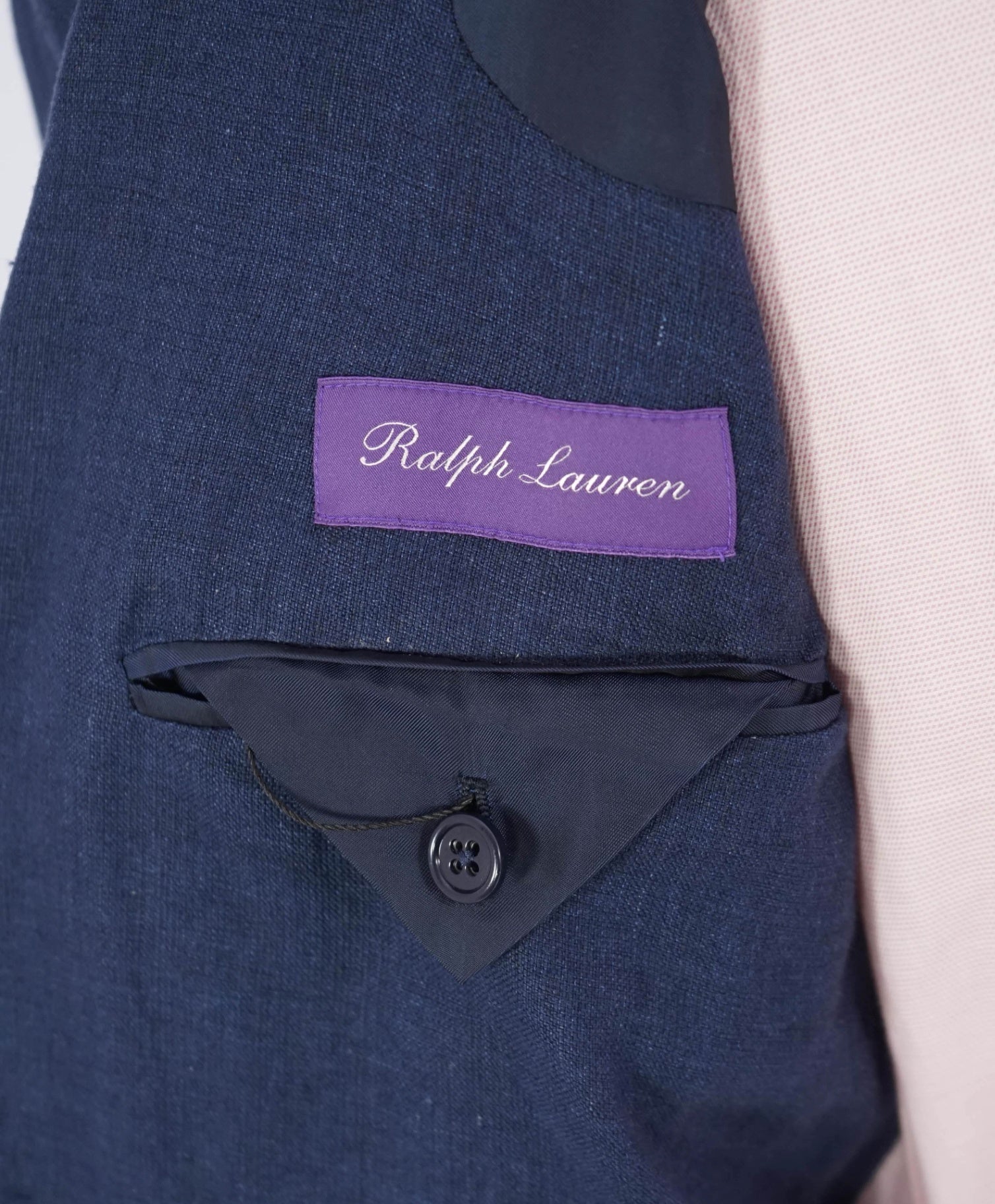 $2,295 Ralph Lauren Purple Label - Blue Linen/Silk Blazer - 40R