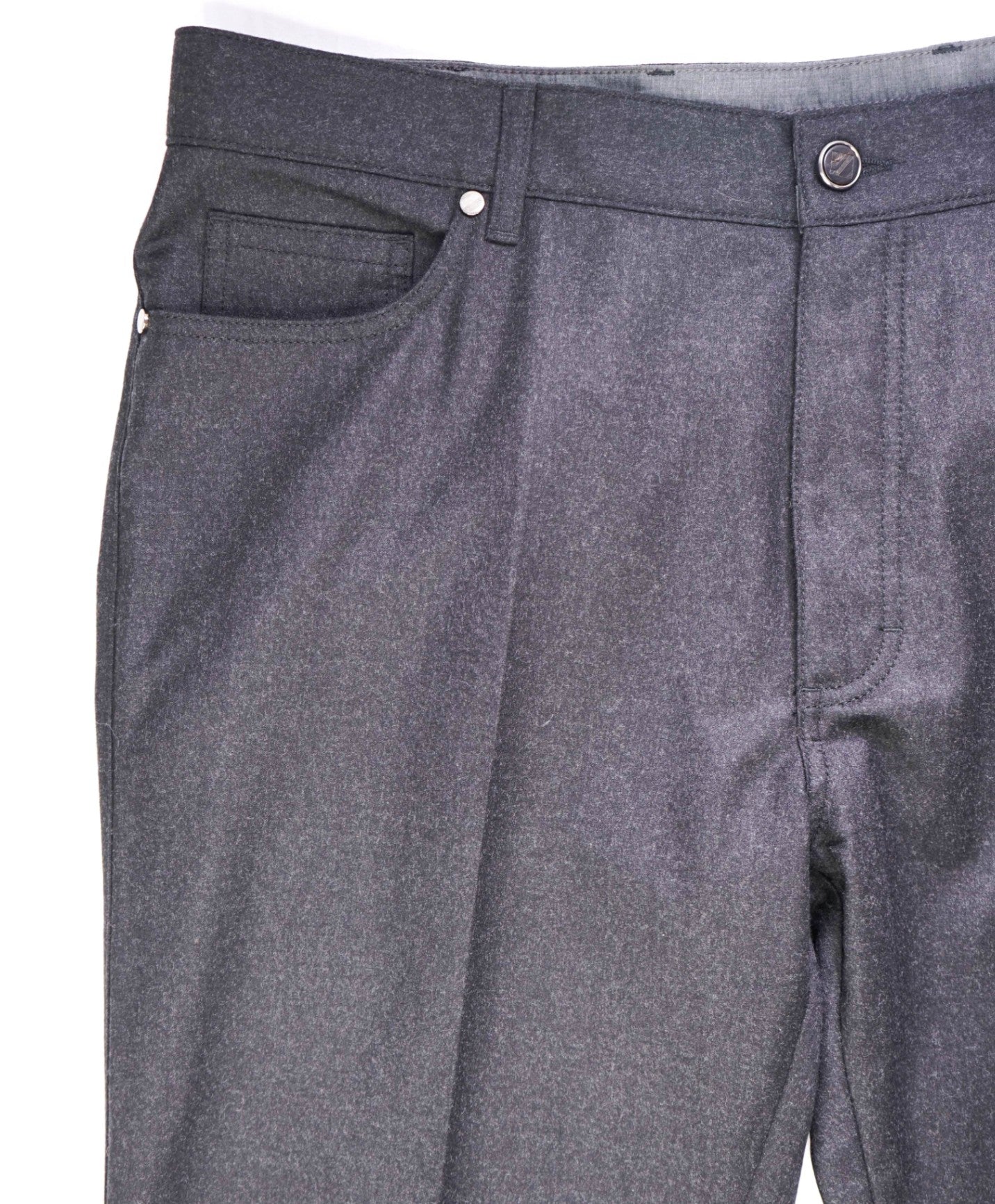 $695.00 ZEGNA - Dark Grey 5-Pocket Flannel Wool Pants - 38W