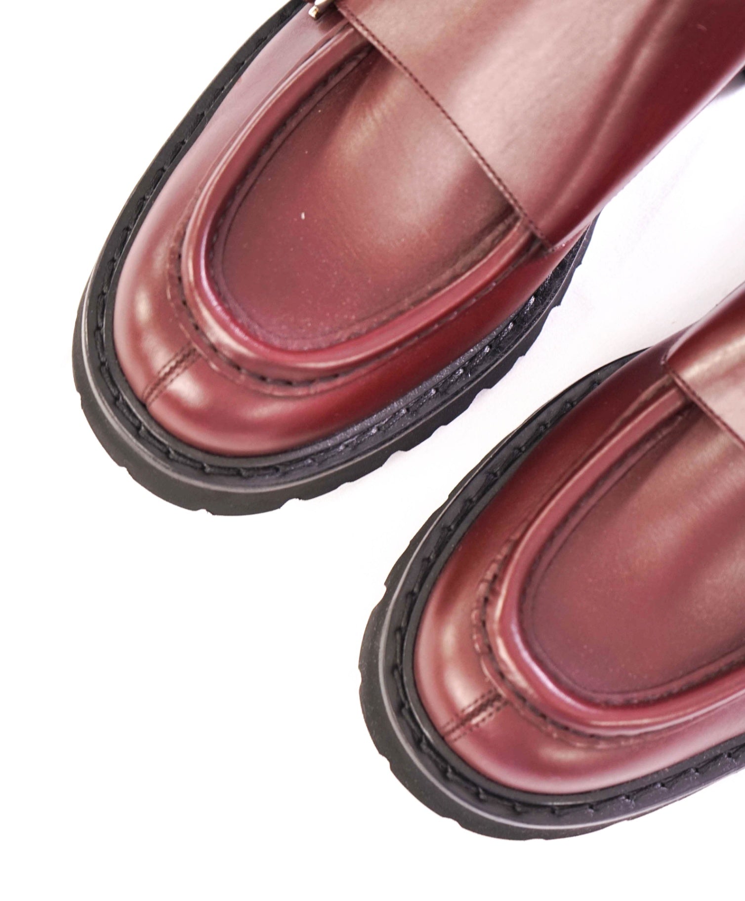 $1,150 SALVATORE FERRAGAMO - Plum Lug Sole Monk Straps - 12 M