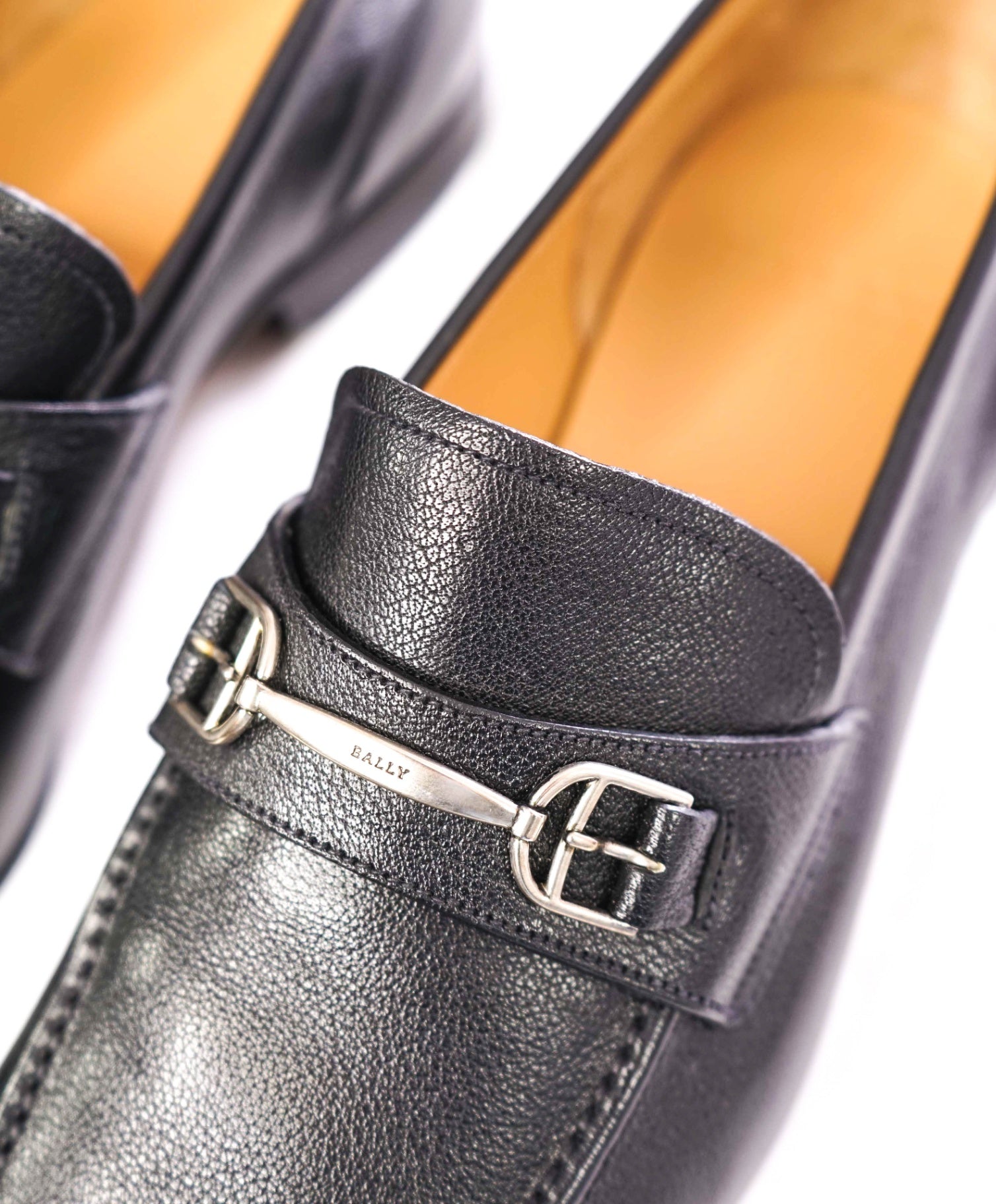 $615 BALLY - Black Pebbled Loafers "STYLEFLEX" Leather - US 8 (7UK)
