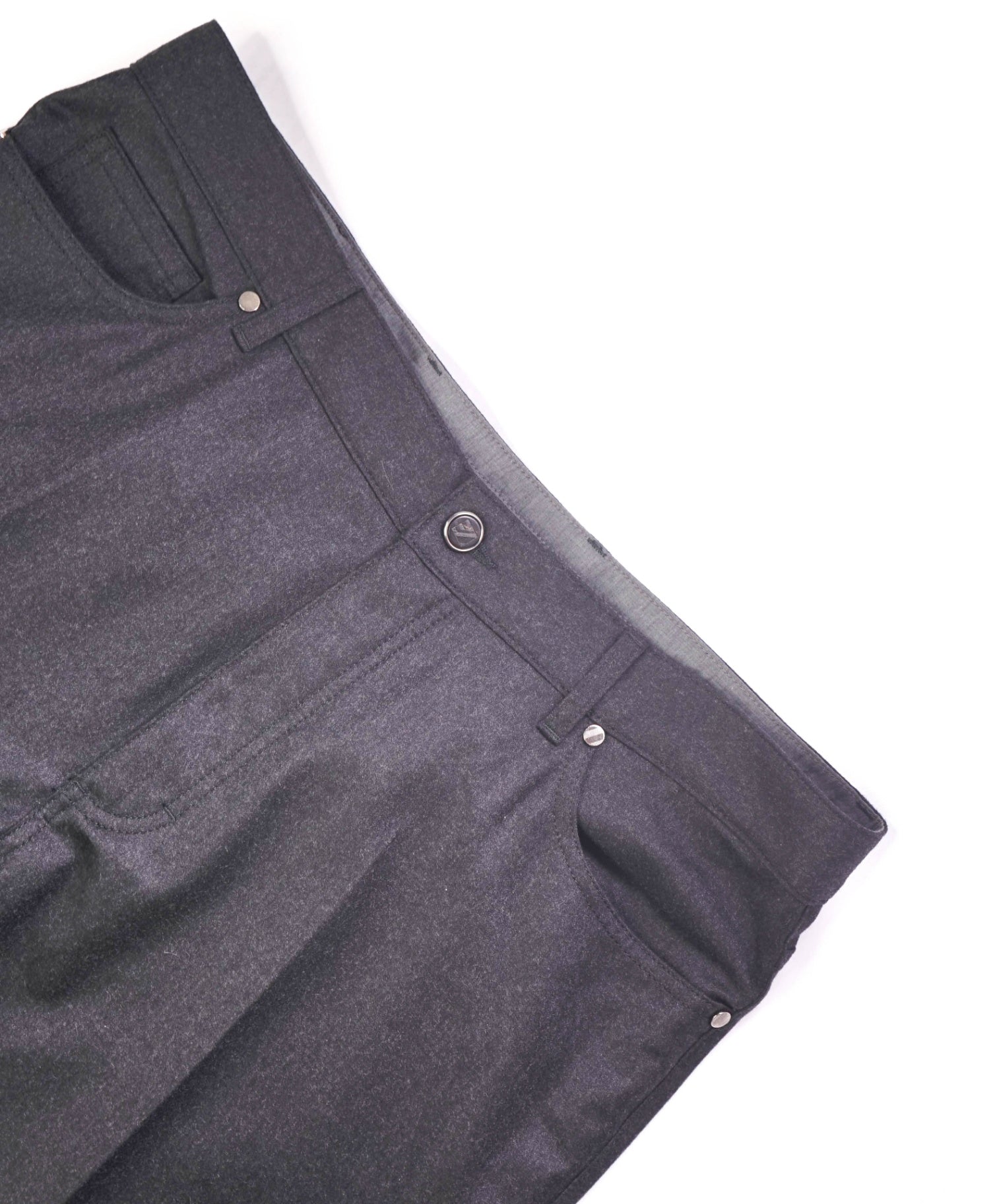 $695.00 ZEGNA - Dark Grey 5-Pocket Flannel Wool Pants - 38W