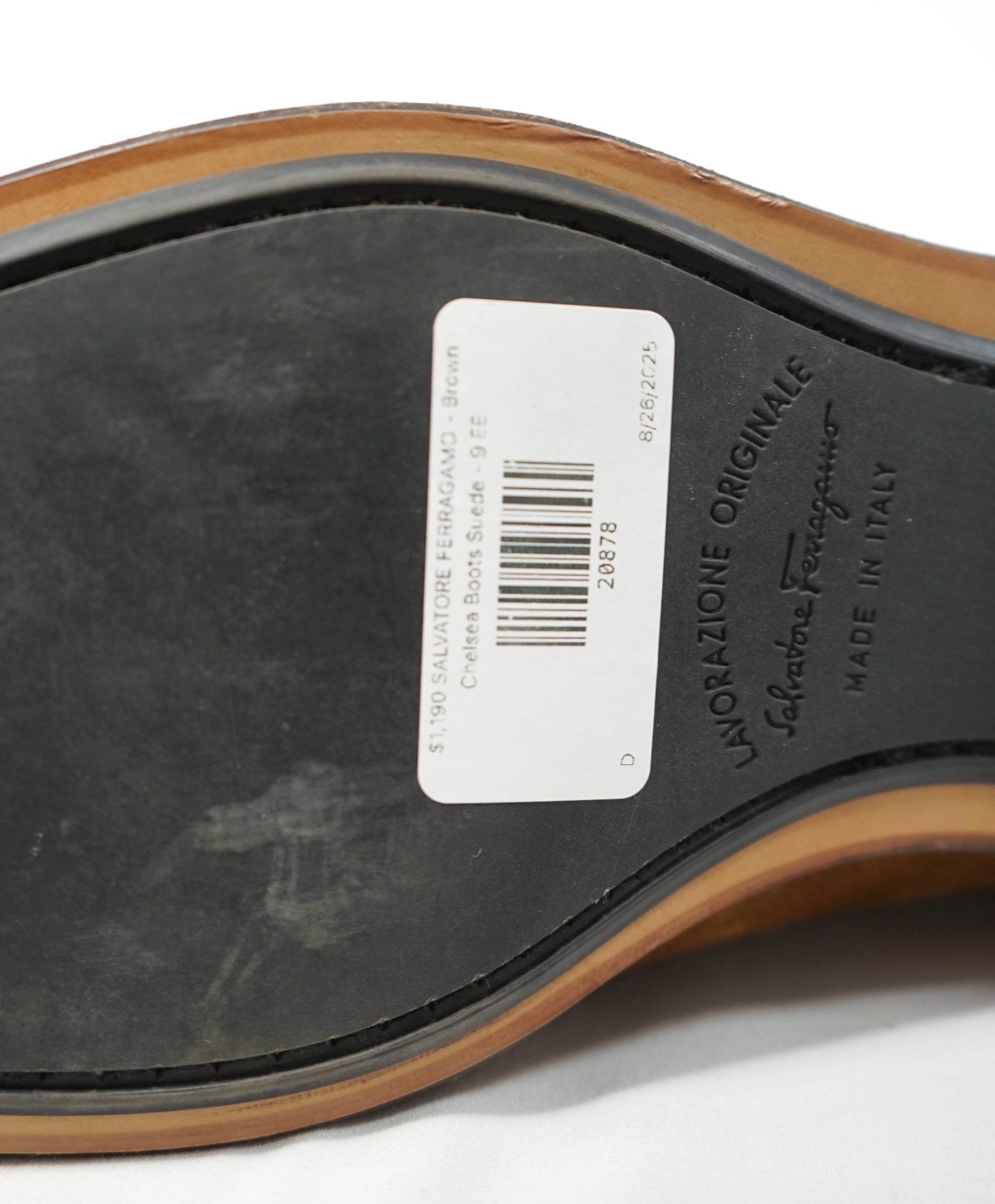 $1,190 SALVATORE FERRAGAMO - Brown Chelsea Boots Suede - 9 EE