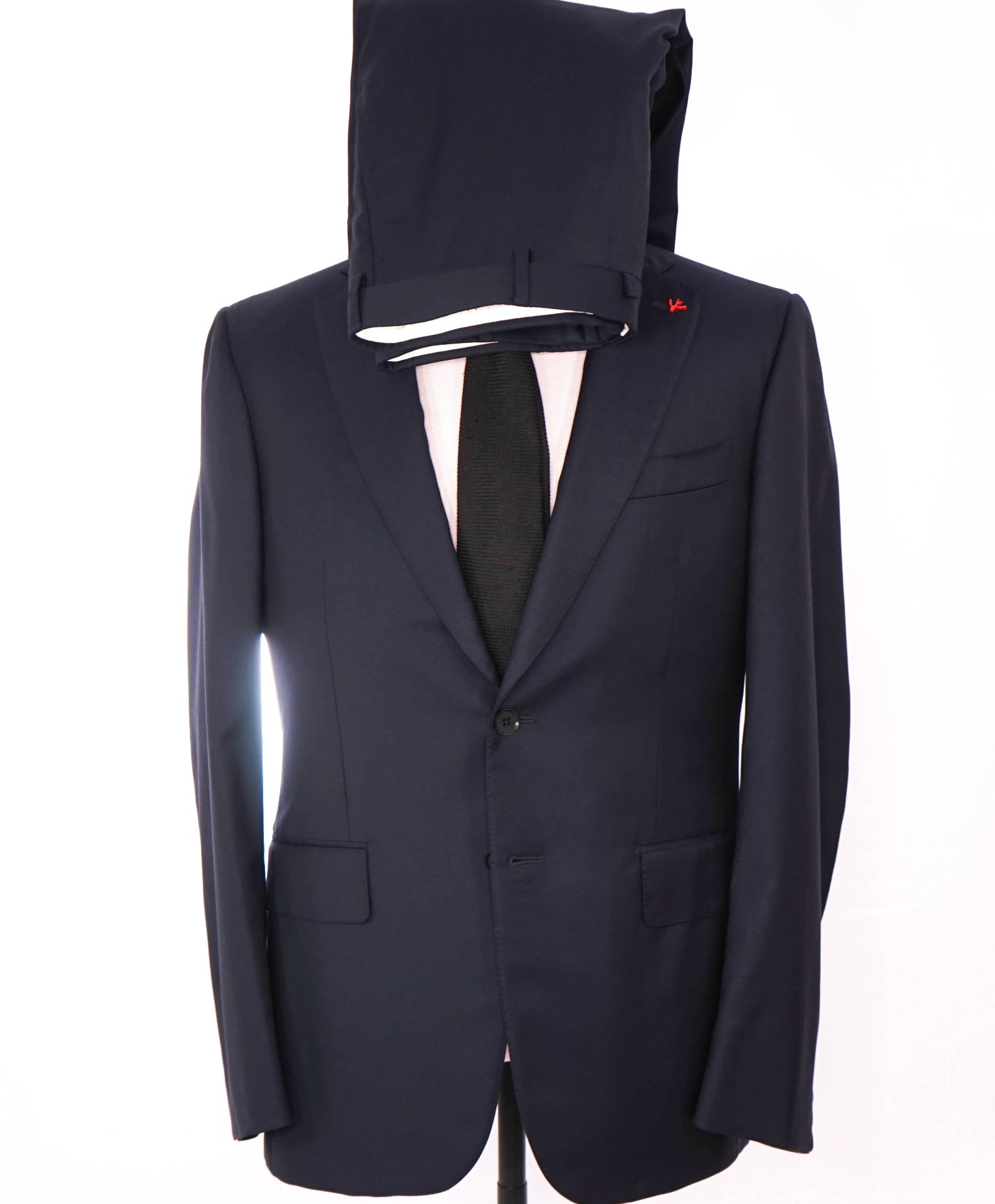 $3,995 ISAIA - Solid Navy Blue *CLOSET STAPLE* Coral Pin Suit - 40R