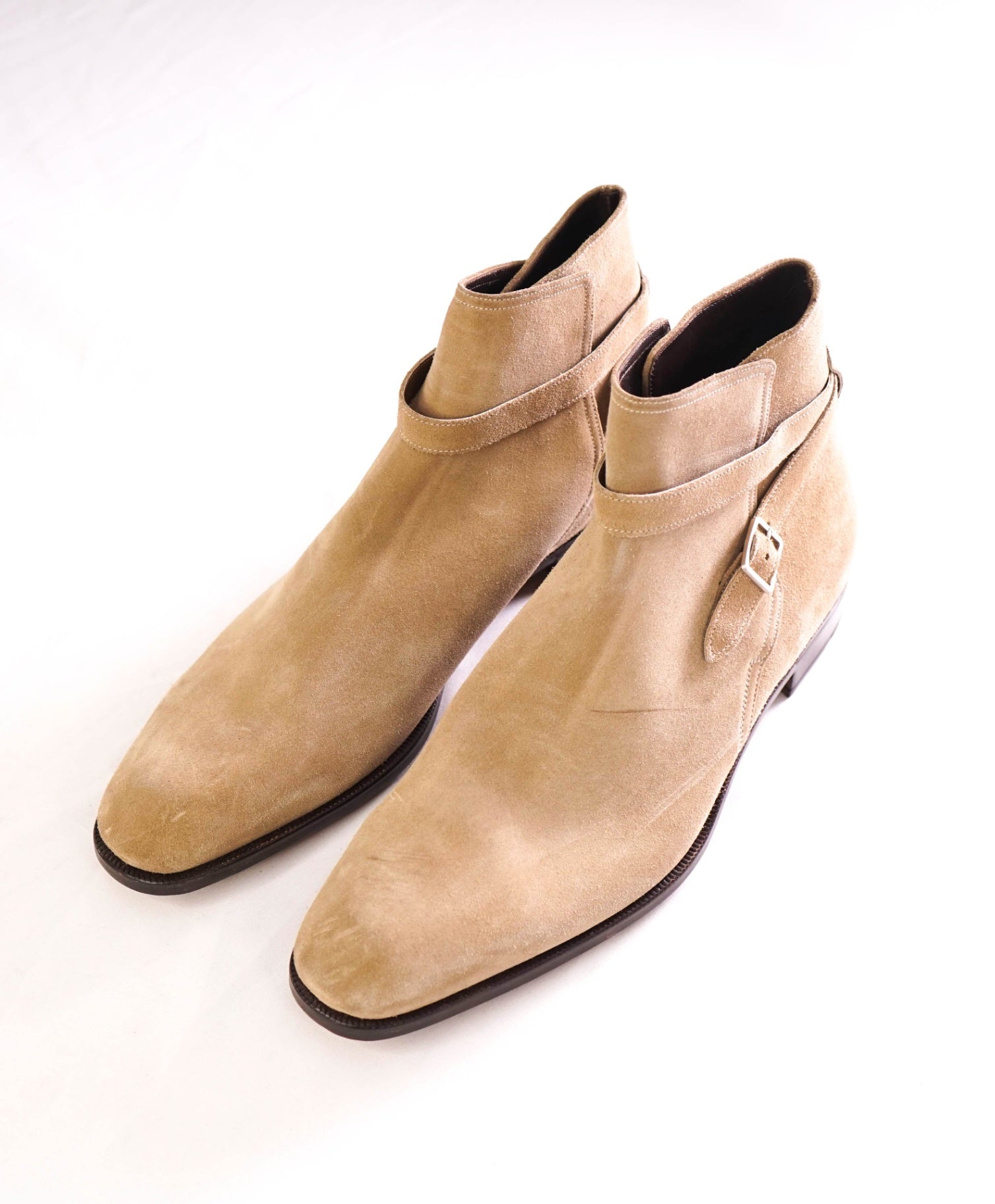 $1,050 Salvatore Ferragamo - Neutral Buckle Ankle Boots Suede - 13 D