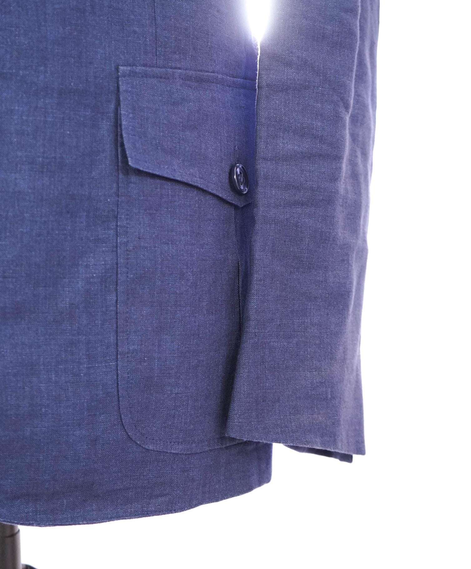 $2,295 Ralph Lauren Purple Label - Blue Linen/Silk Blazer - 40R