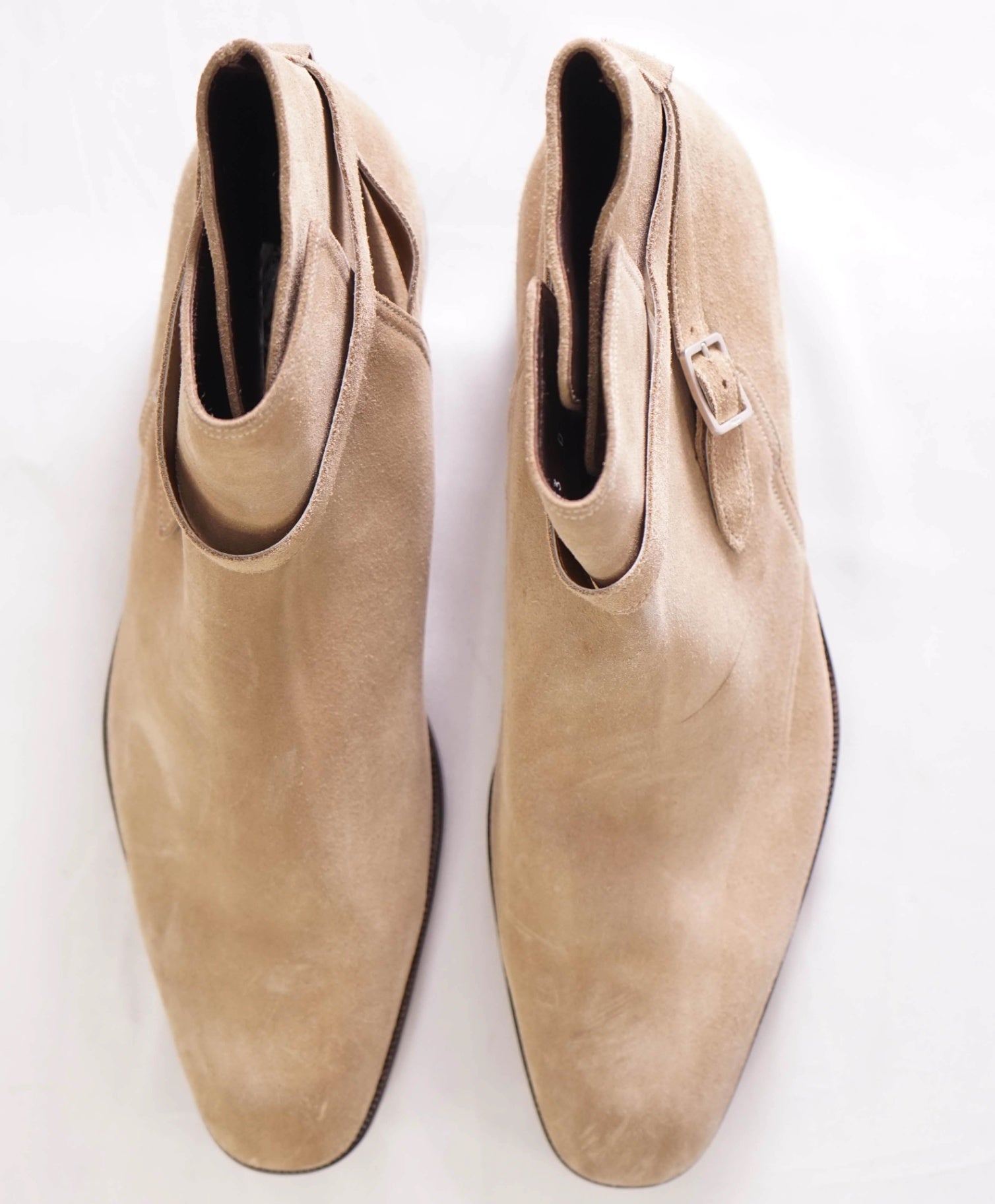 $1,050 Salvatore Ferragamo - Neutral Buckle Ankle Boots Suede - 13 D