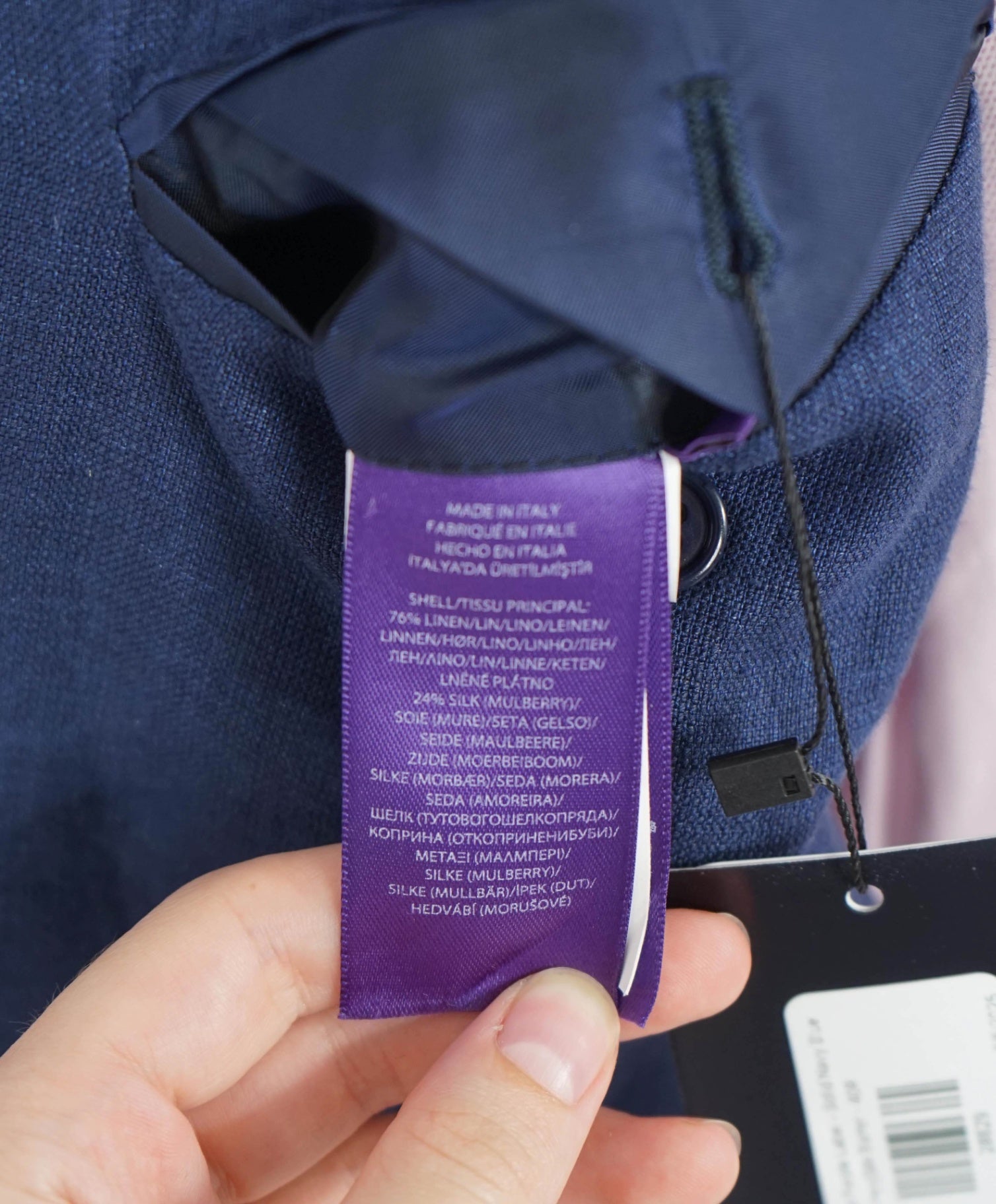 $2,295 Ralph Lauren Purple Label - Blue Linen/Silk Blazer - 40R
