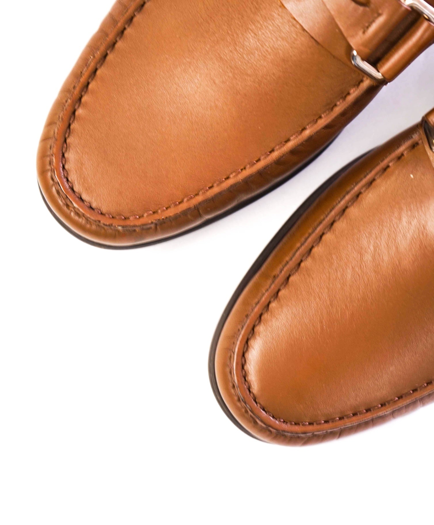 $650 BALLY - Tobacco Brown Penny Loafers Leather - US 8 D