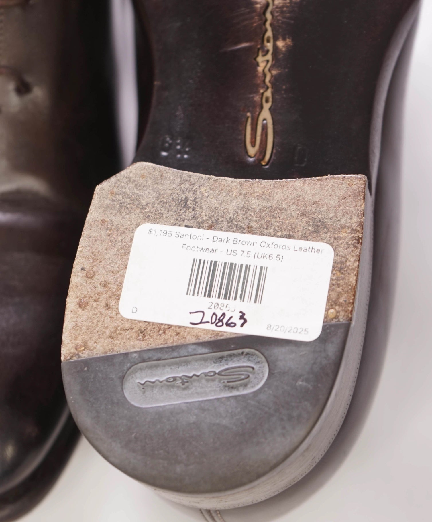 $1,195 SANTONI - GOODYEAR Brown Oxfords Leather - US 7.5 (UK6.5)