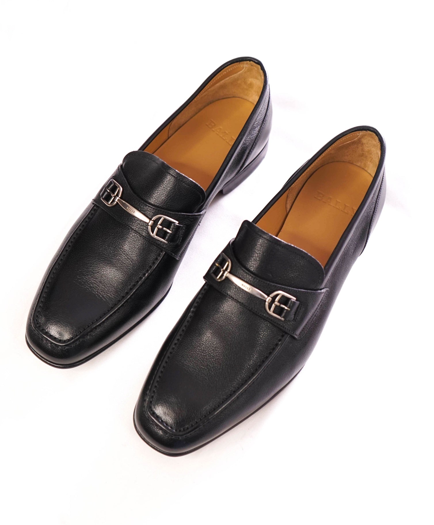 $615 BALLY - Black Pebbled Loafers "STYLEFLEX" Leather - US 8 (7UK)