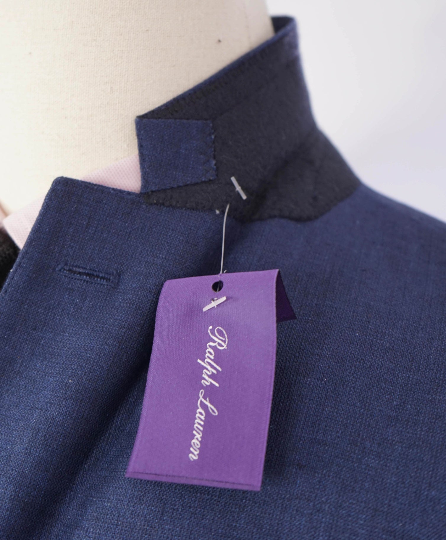 $2,295 Ralph Lauren Purple Label - Blue Linen/Silk Blazer - 40R