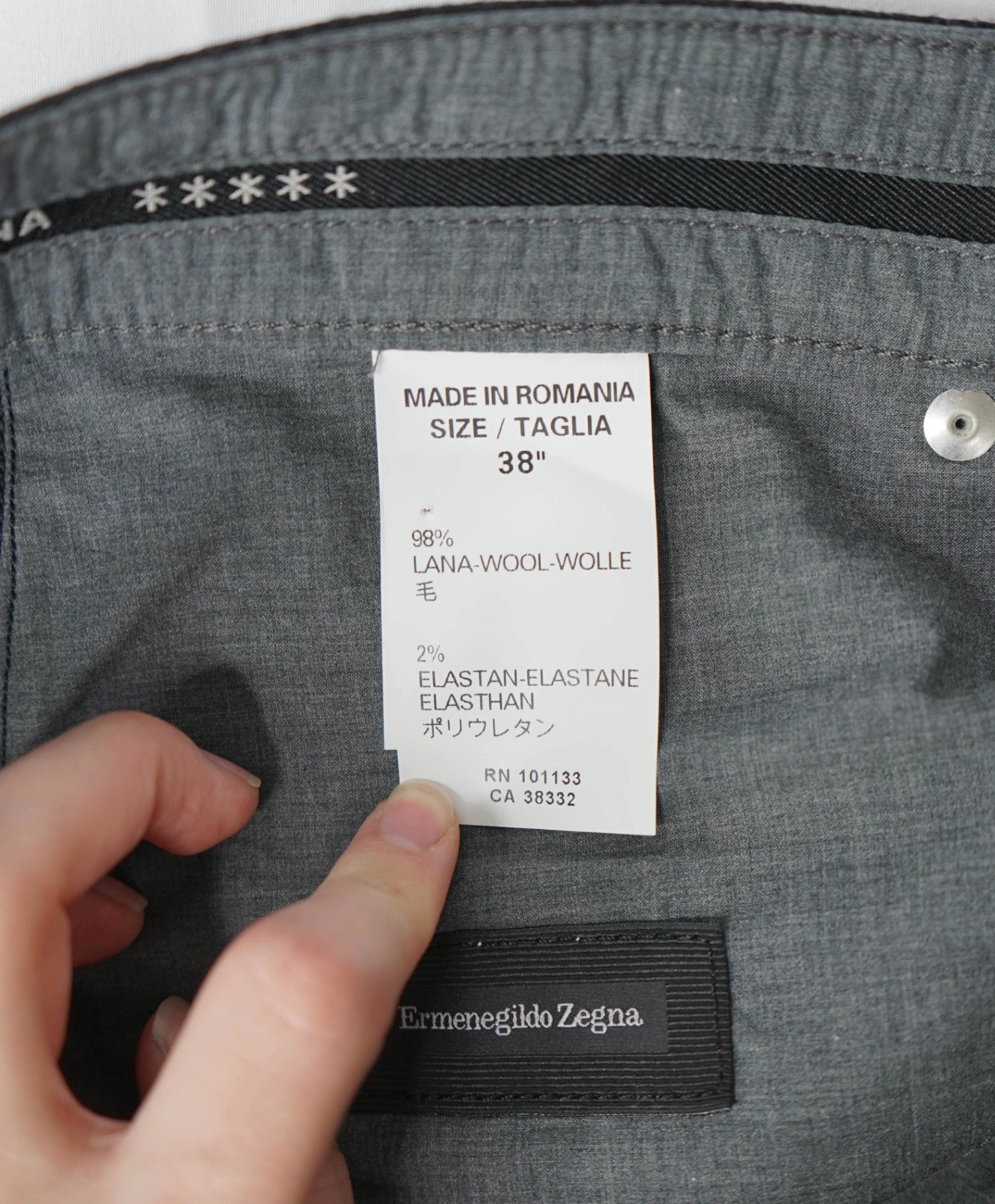 $695.00 ZEGNA - Dark Grey 5-Pocket Flannel Wool Pants - 38W