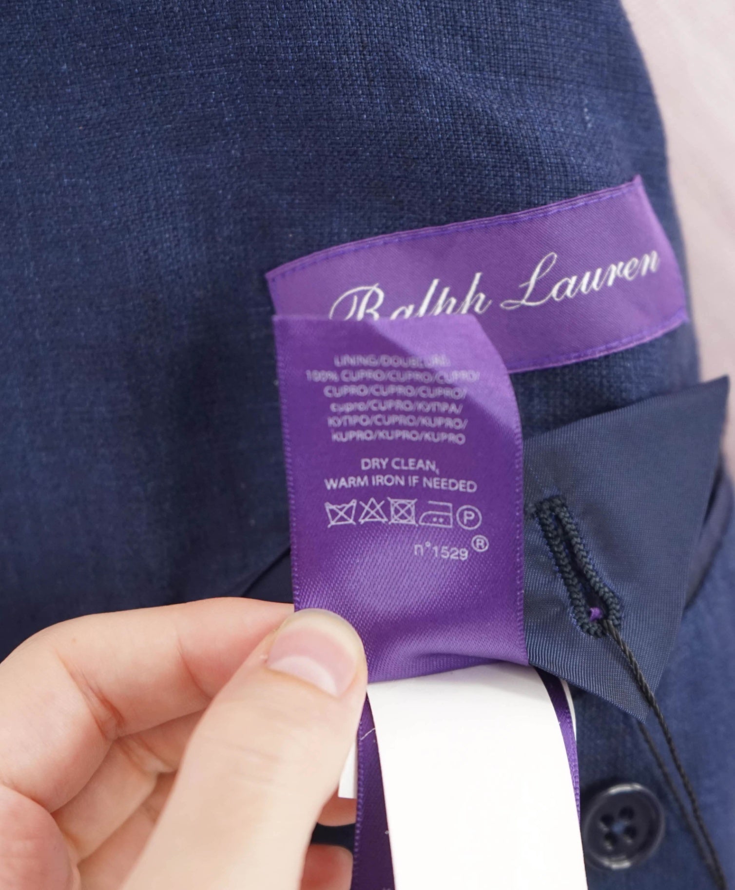 $2,295 Ralph Lauren Purple Label - Blue Linen/Silk Blazer - 40R