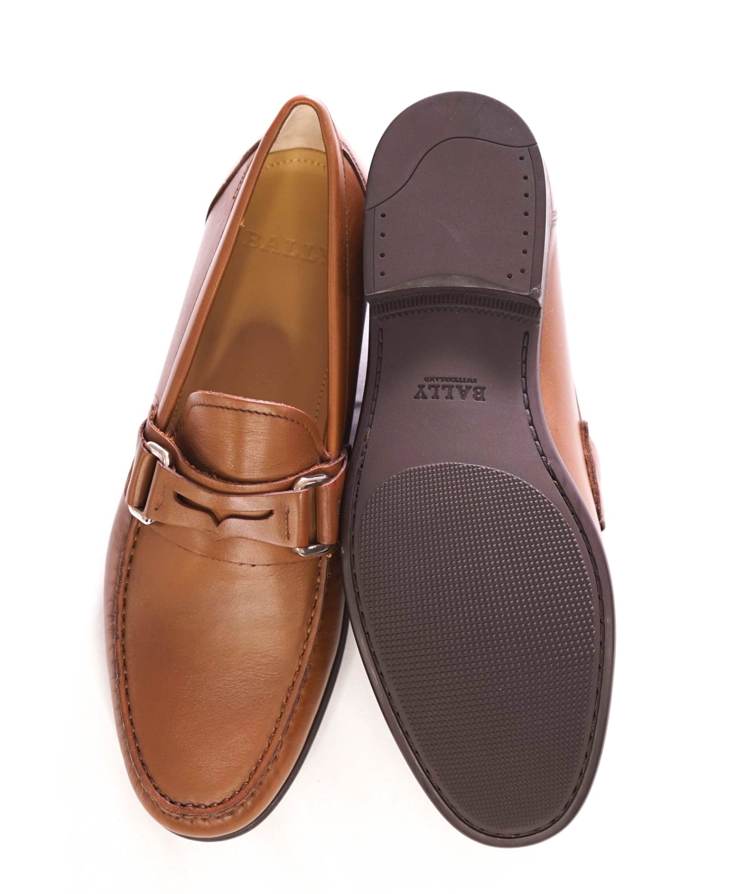 $650 BALLY - Tobacco Brown Loafers Leather - US 8 D