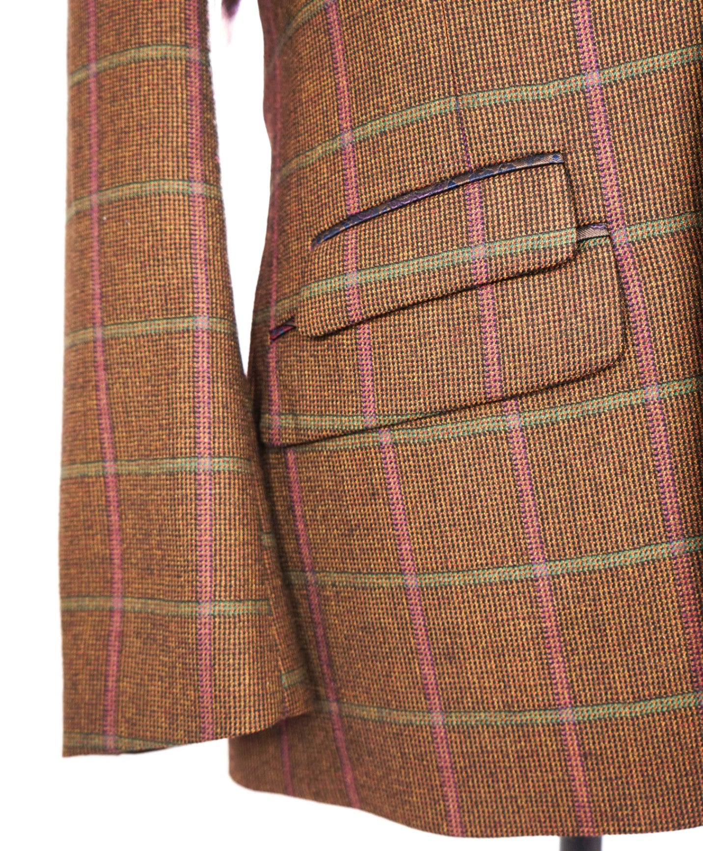 $698 ROBERT GRAHAM - Brown Paisley Check Wool Blazer- 44R