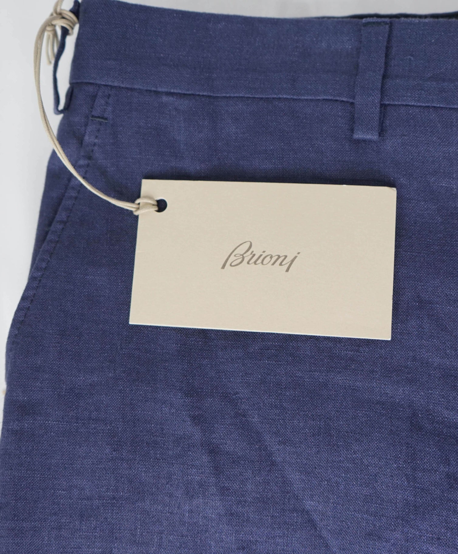 $950 BRIONI - Solid SLIM Blue PURE LINEN Dress Pants - 40W