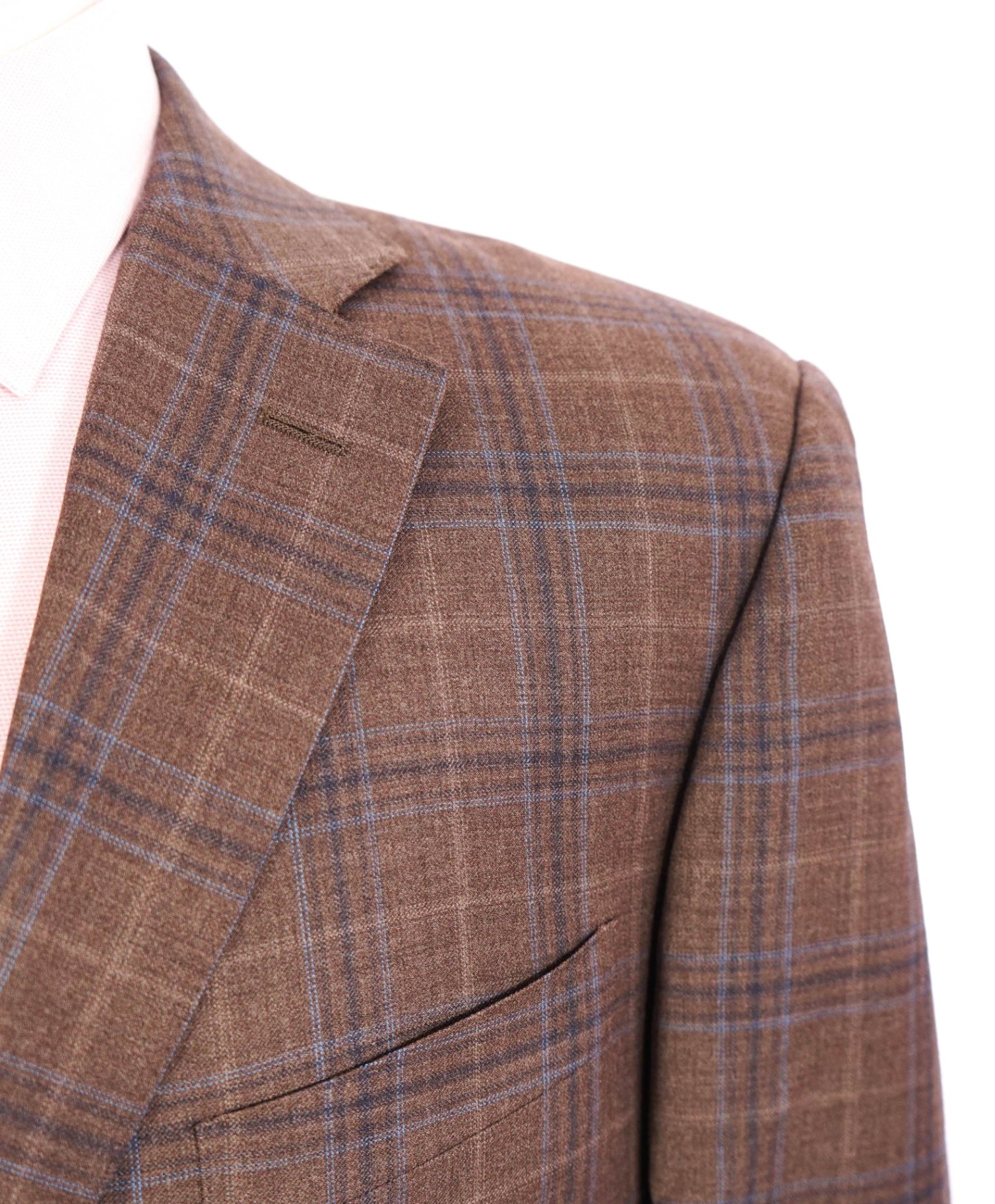 $1,895 CANALI - Brown/Blue Plaid Wool Blazer - 42S