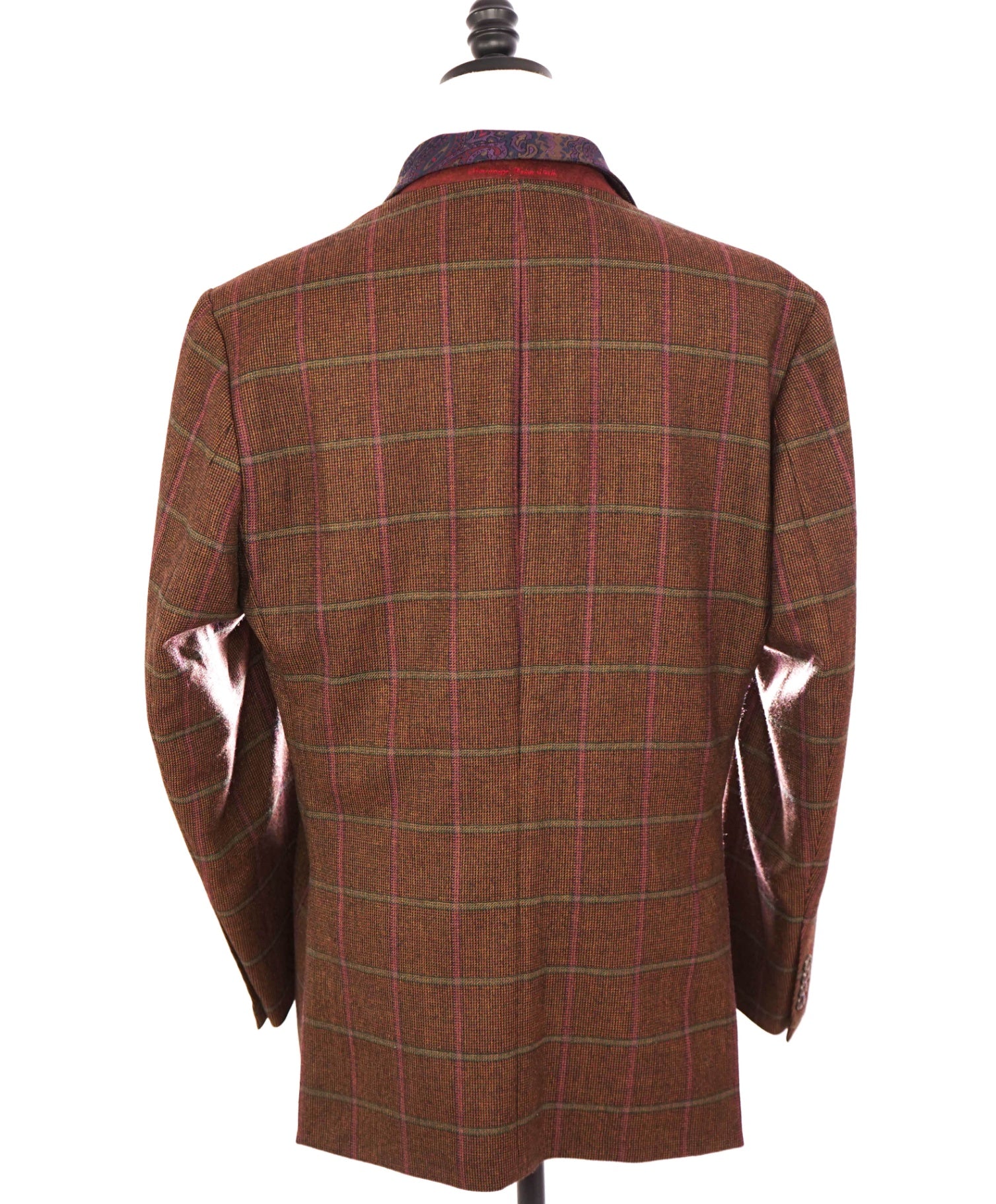 $698 ROBERT GRAHAM - Brown Paisley Check Wool Blazer- 44R