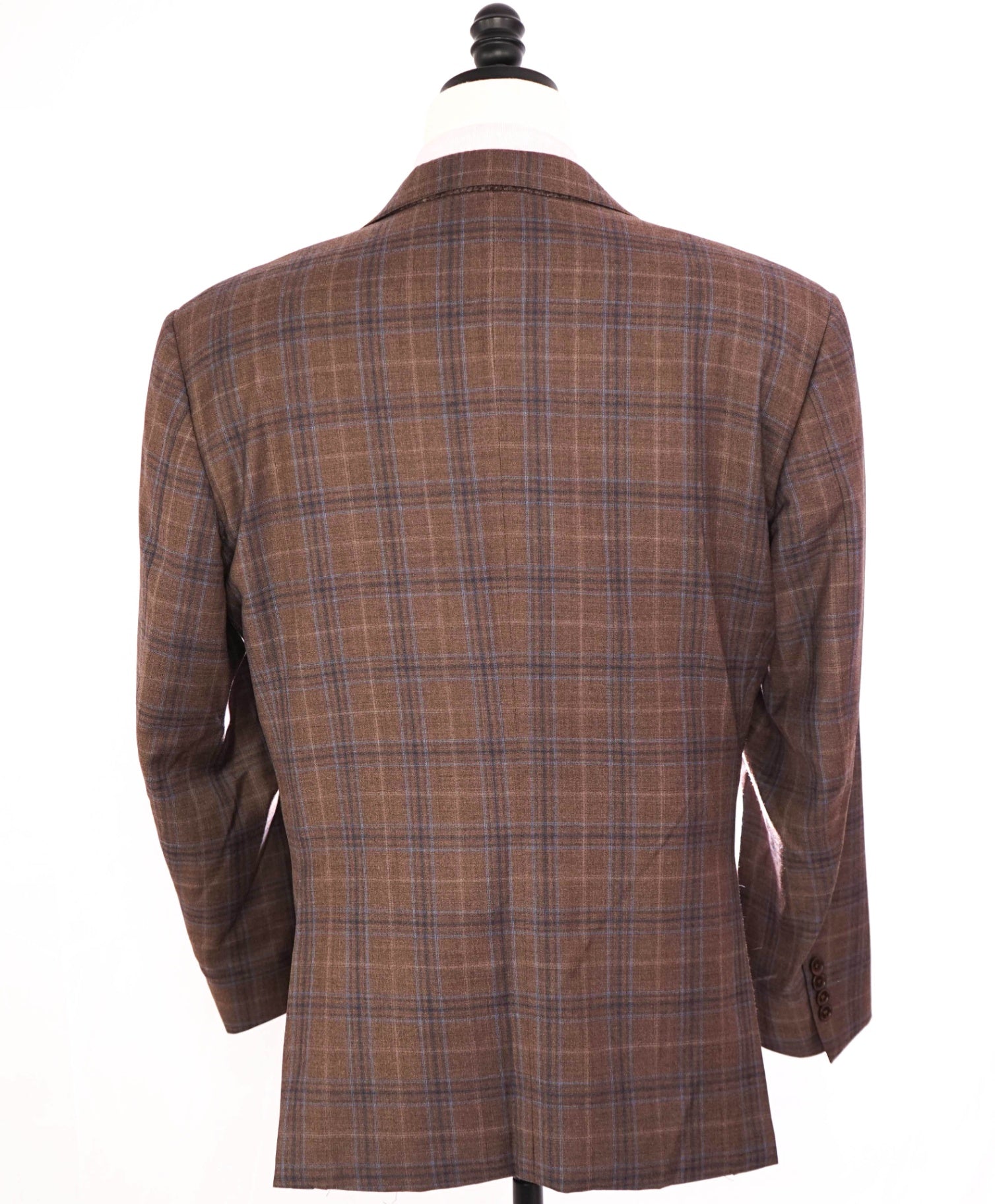 $1,895 CANALI - Brown/Blue Plaid Wool Blazer - 42S