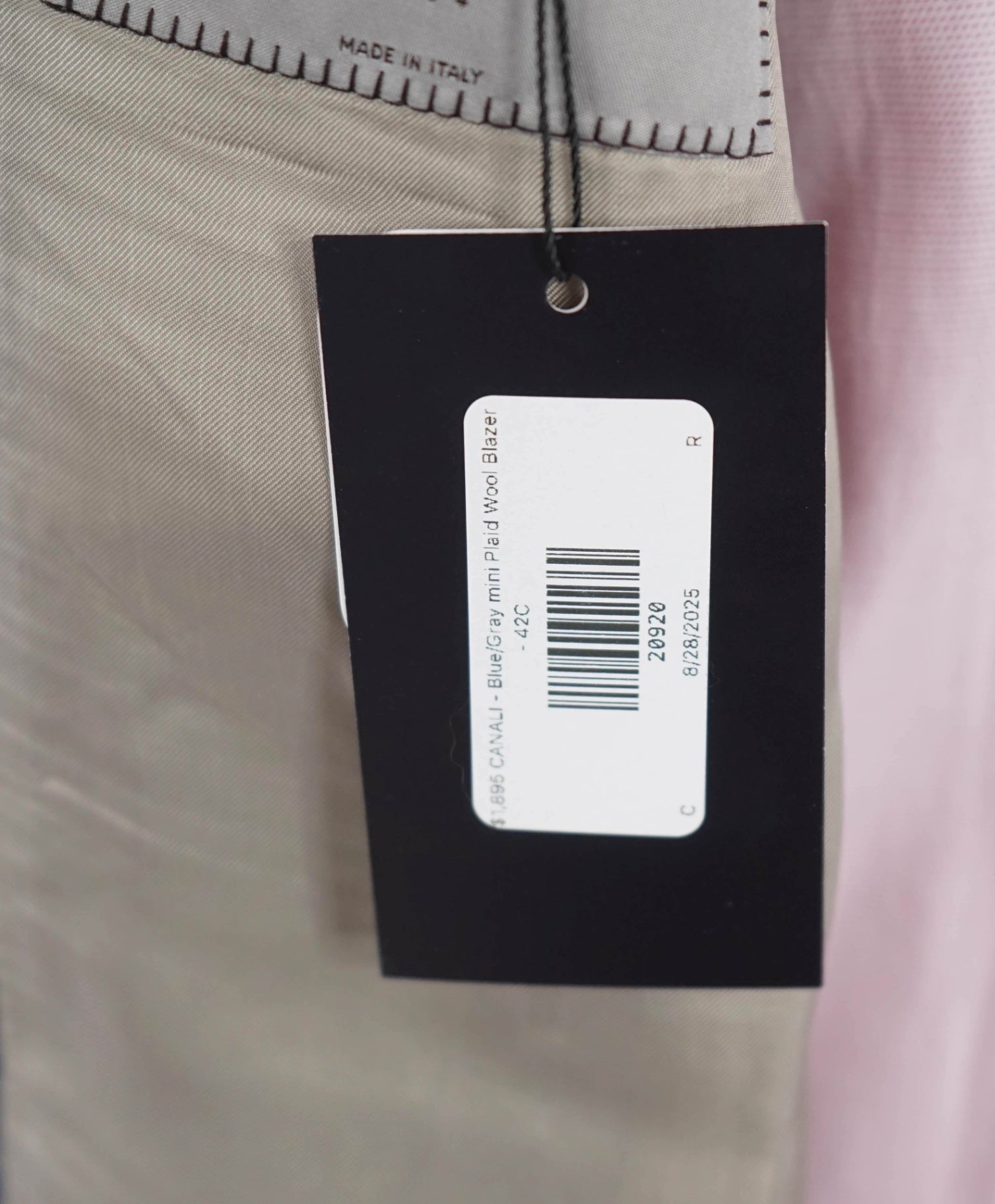 $1,895 CANALI - Blue/Gray Mini Check Wool Blazer - 42S