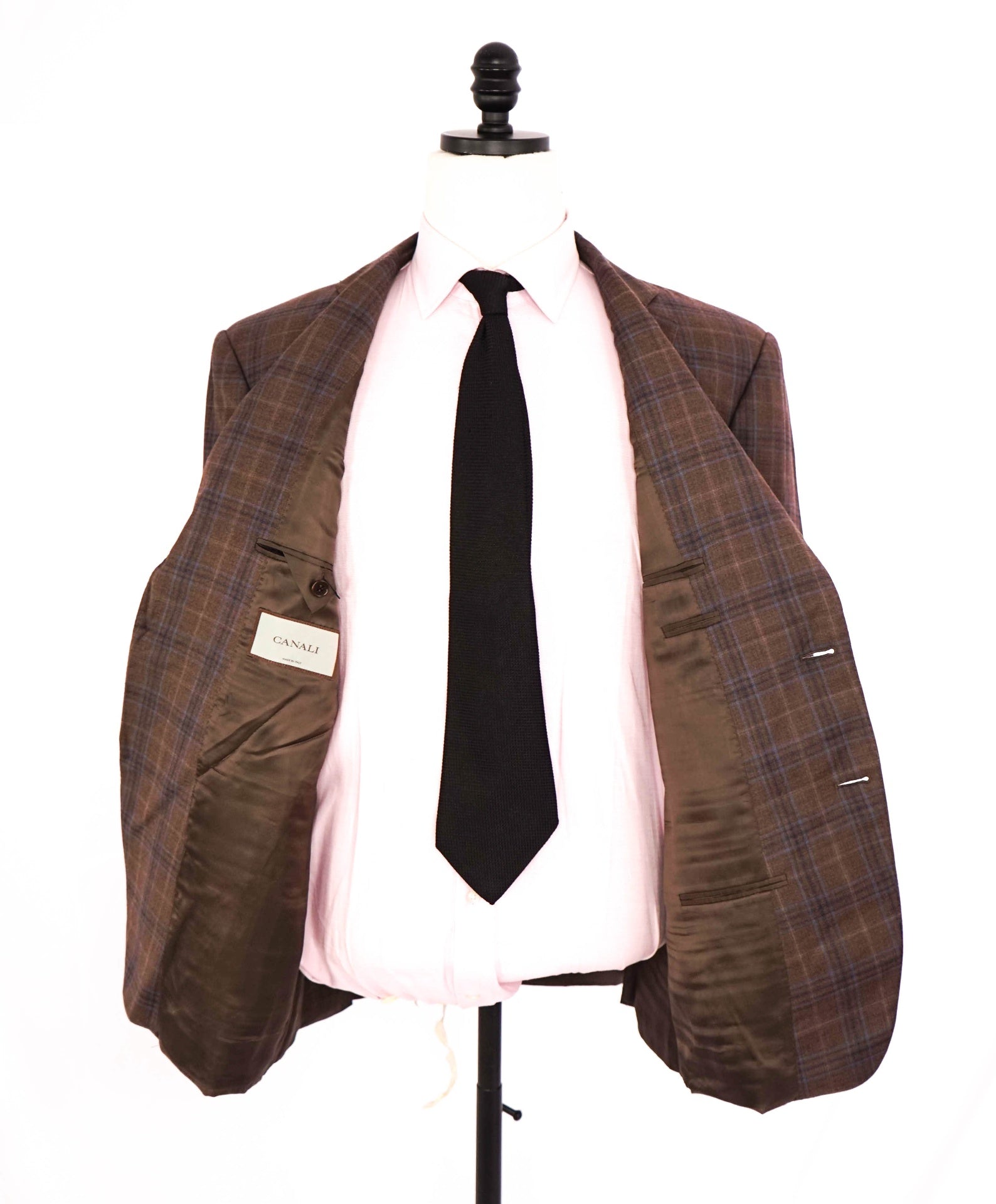 $1,895 CANALI - Brown/Blue Plaid Wool Blazer - 42S