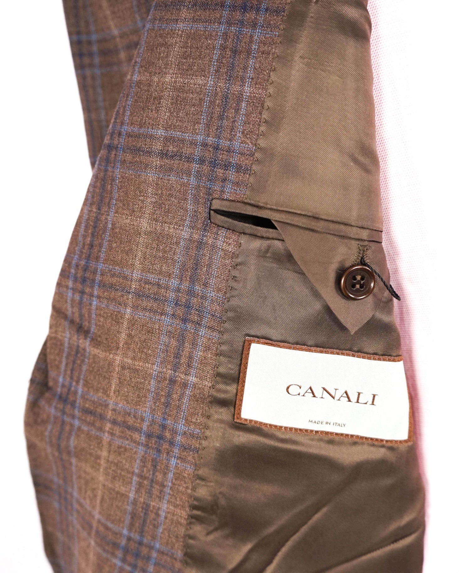 $1,895 CANALI - Brown/Blue Plaid Wool Blazer - 42S