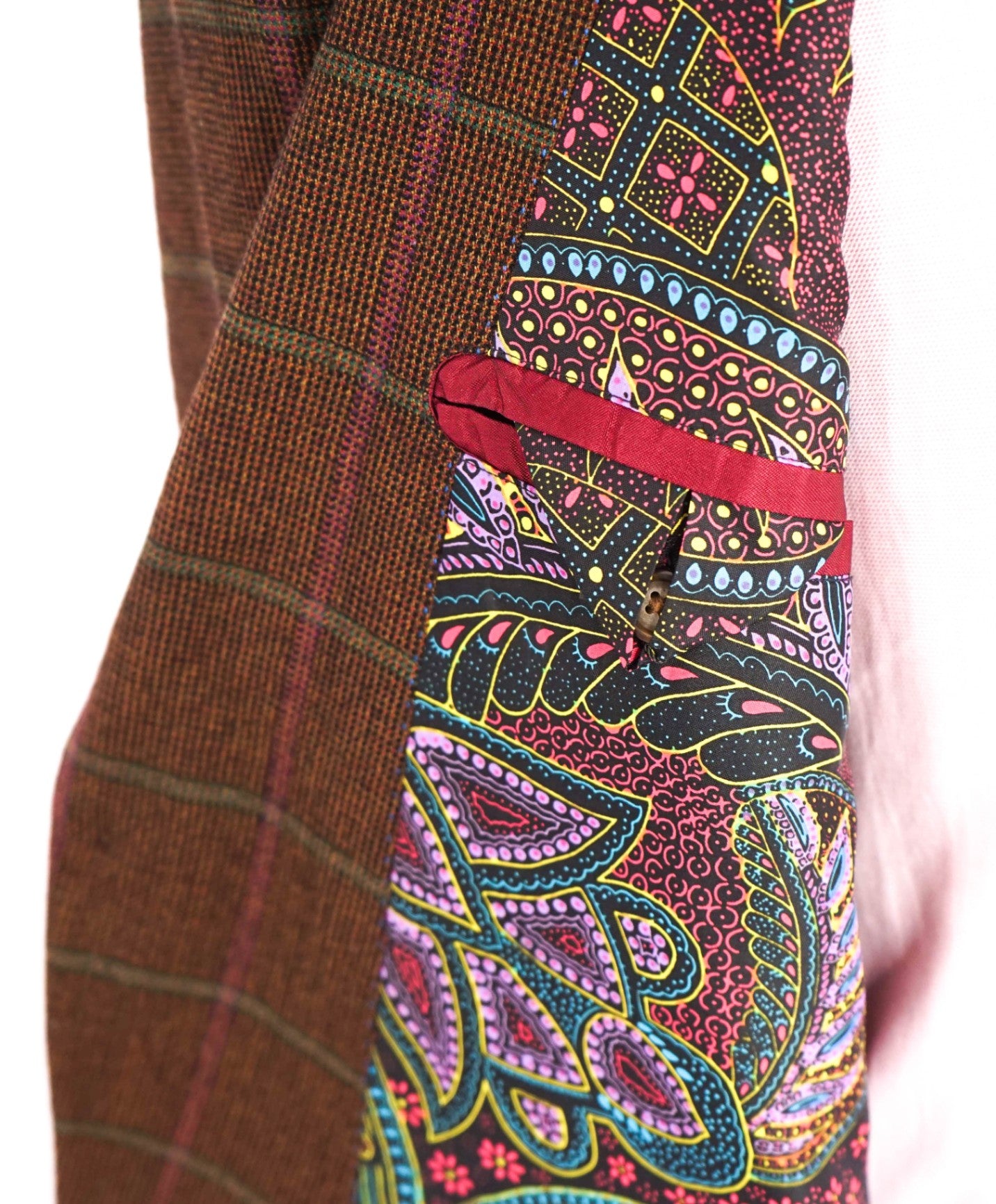 $698 ROBERT GRAHAM - Brown Paisley Check Wool Blazer- 44R