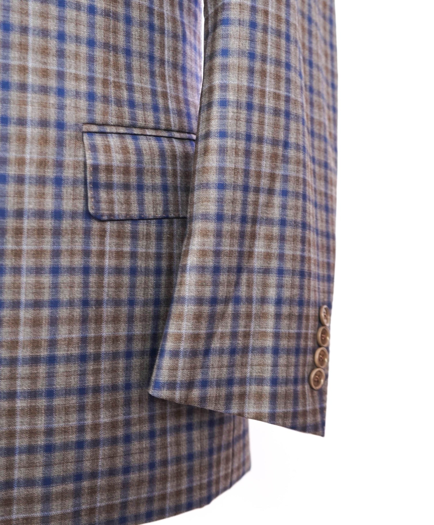 $1,895 CANALI - Blue/Gray Mini Check Wool Blazer - 42S