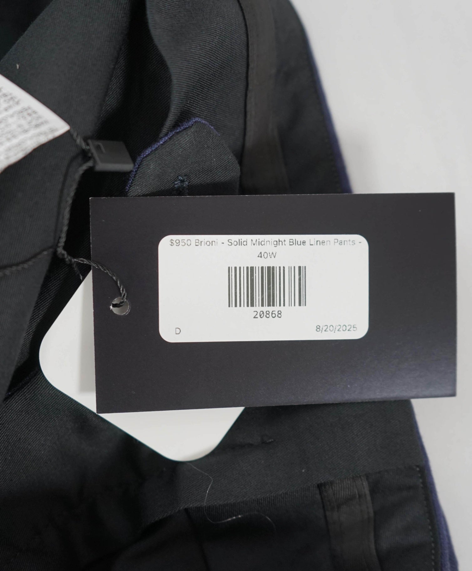 $950 BRIONI - Solid SLIM Blue PURE LINEN Dress Pants - 40W