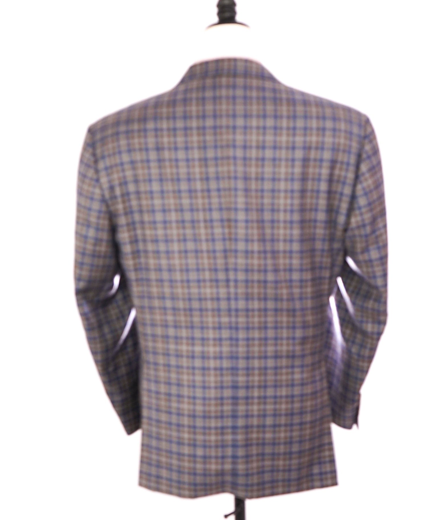 $1,895 CANALI - Blue/Gray Mini Check Wool Blazer - 42S