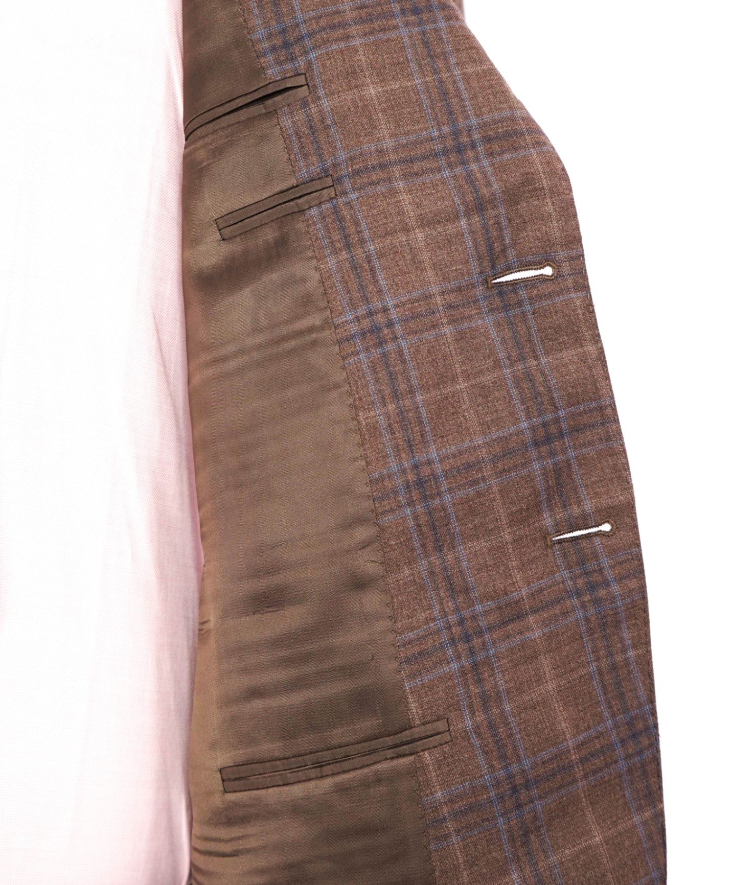 $1,895 CANALI - Brown/Blue Plaid Wool Blazer - 42S