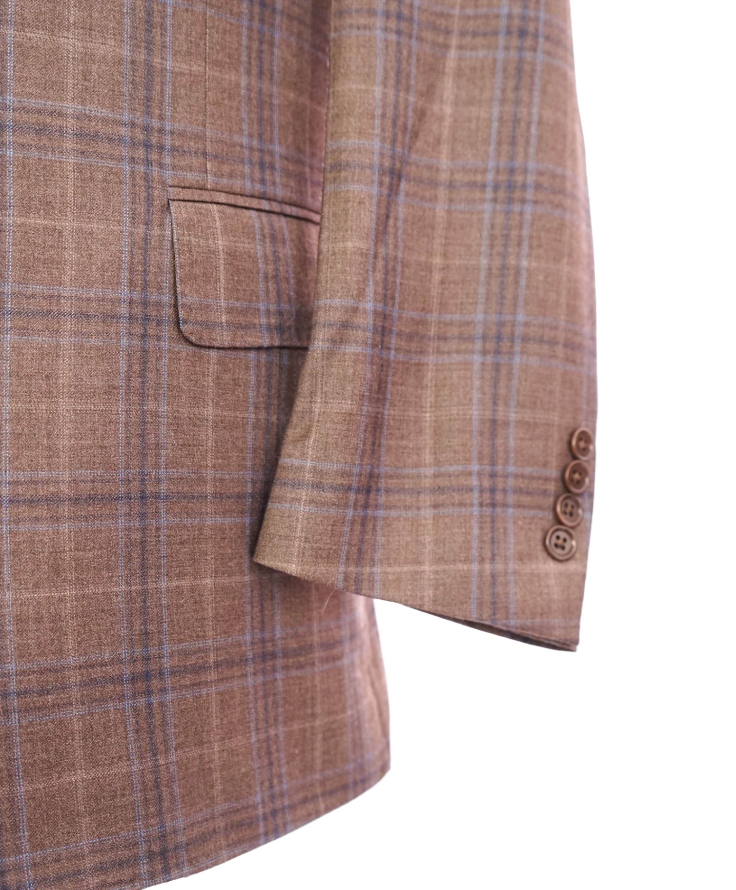 $1,895 CANALI - Brown/Blue Plaid Wool Blazer - 42S