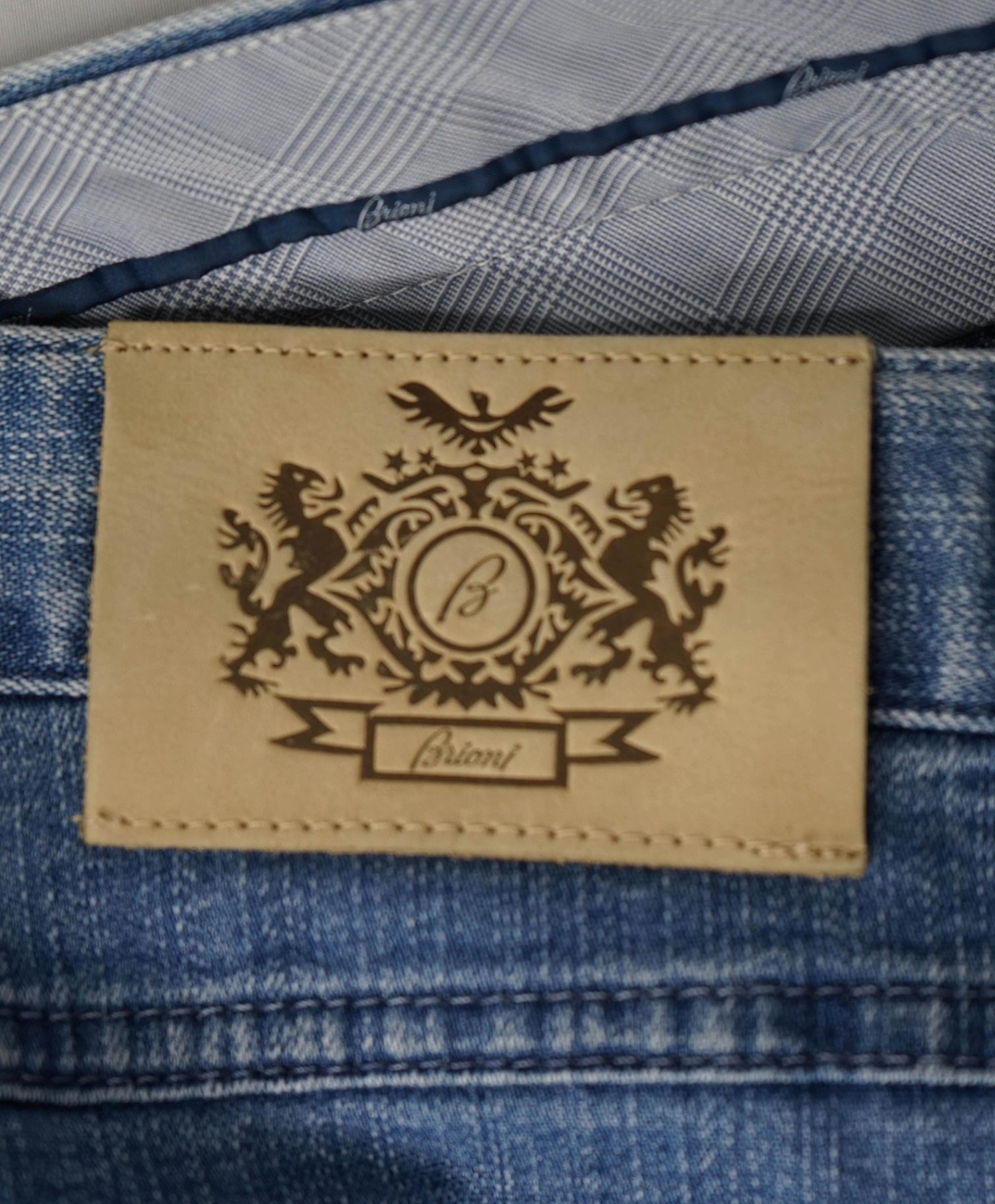 $745 Brioni - Blue Denim Cotton/Polyester Performance Pants - 42W